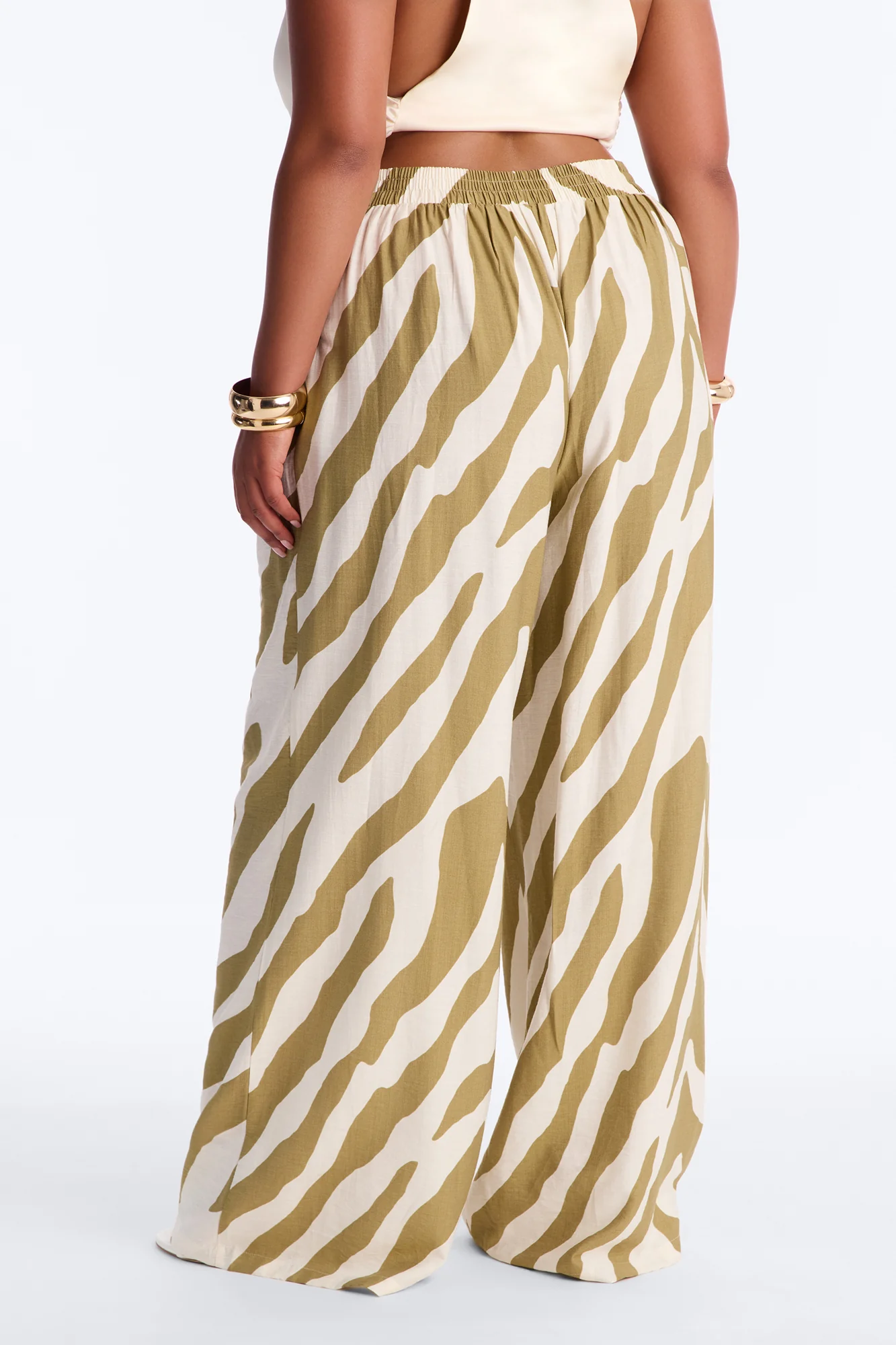 Belle High Waisted Belted Wide Leg Pant - Green/combo - Image 7