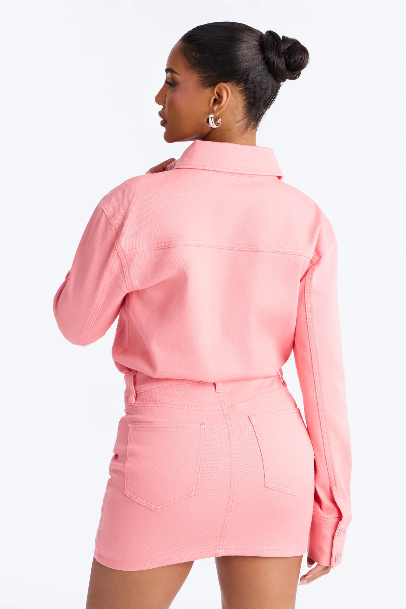 Belleville Denim Mini Dress - Pink - Image 4