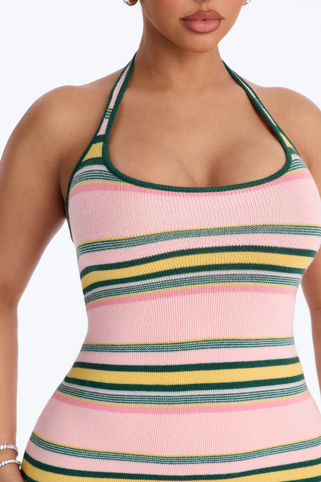 Bennie Halter Striped Sweater Maxi Dress - Pink/combo - Image 3