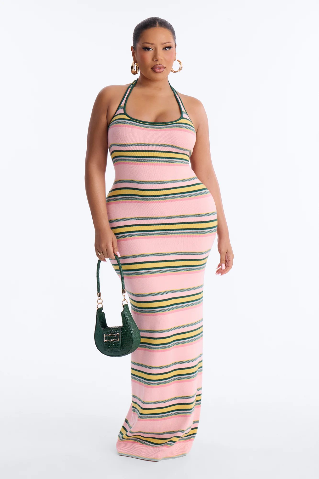 Bennie Halter Striped Sweater Maxi Dress - Pink/combo - Image 5