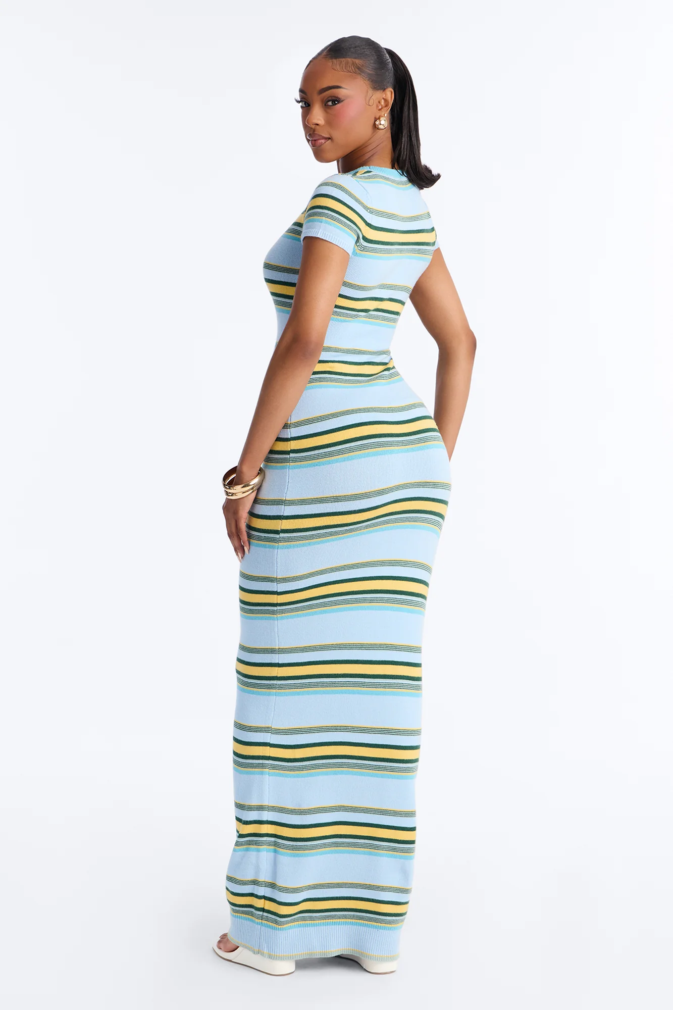 Bennie Striped Sweater Maxi Dress - Blue/combo - Image 4