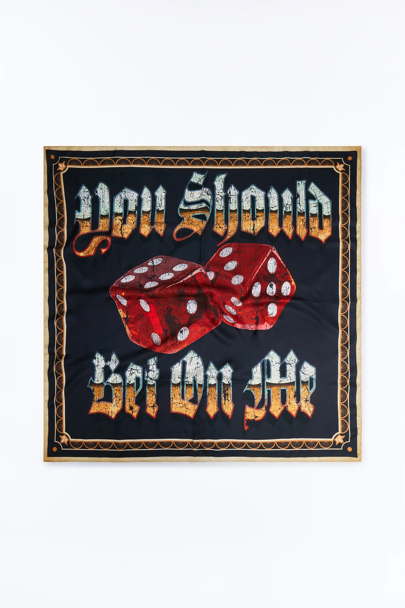 Bet On Me Rolled Dice Large Satin Bandana - Black