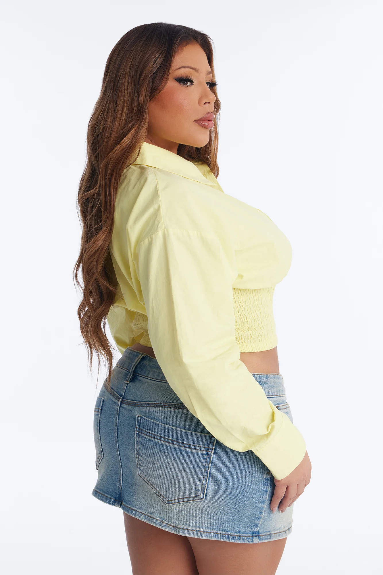 Better Perspective Smocked Poplin Shirt - Butter Yellow - Image 8