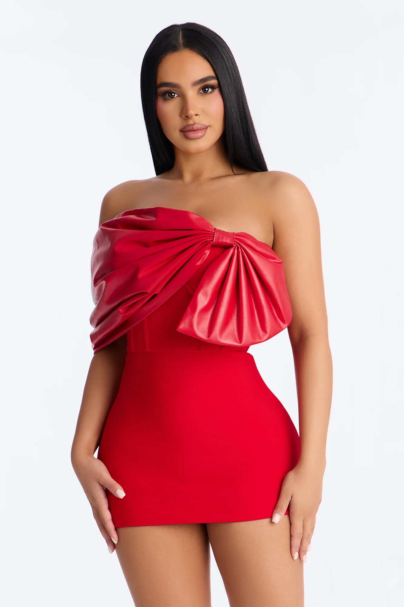 Betty Bow Bandage Mini Dress - Red