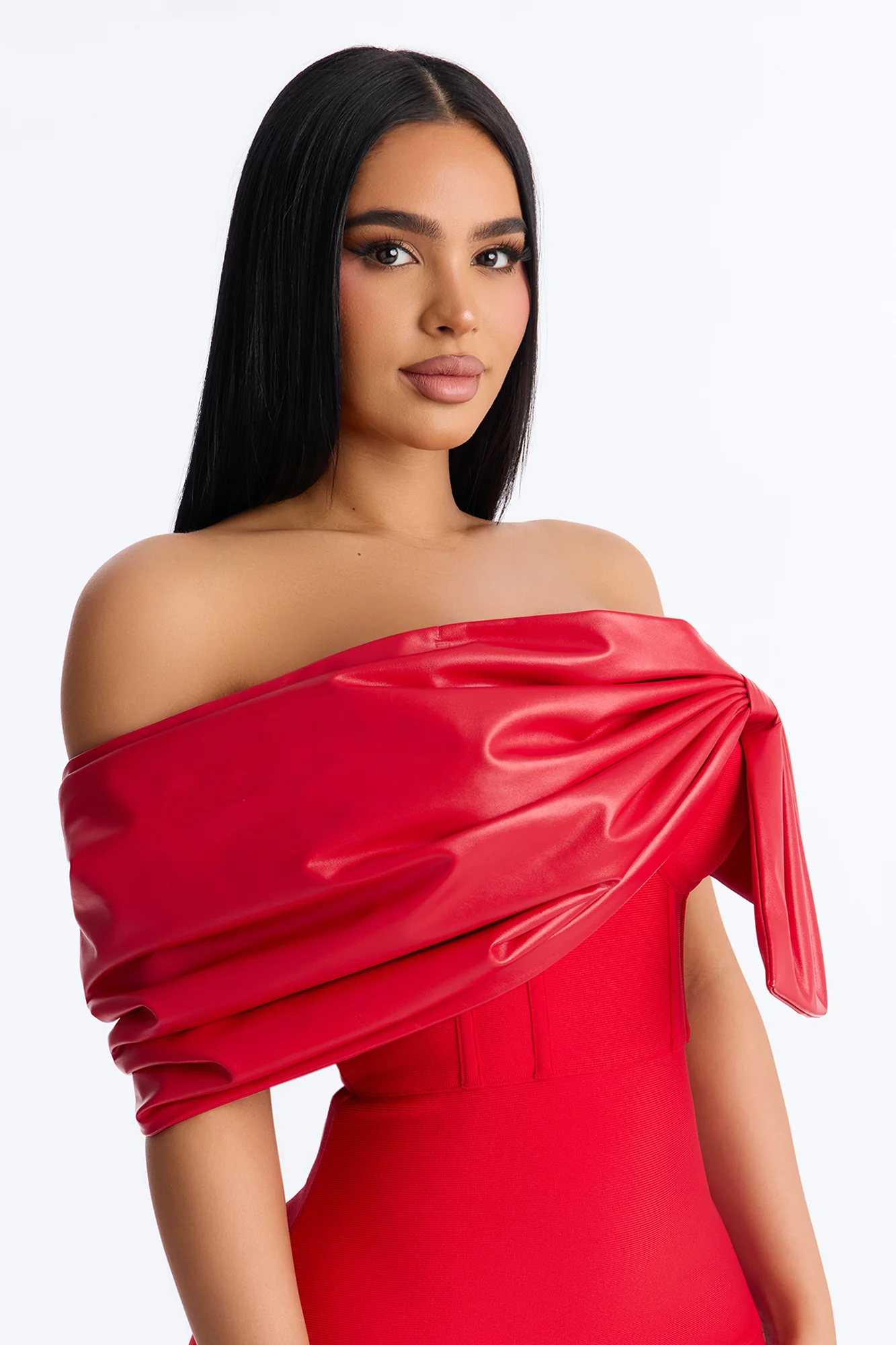Betty Bow Bandage Mini Dress - Red - Image 3