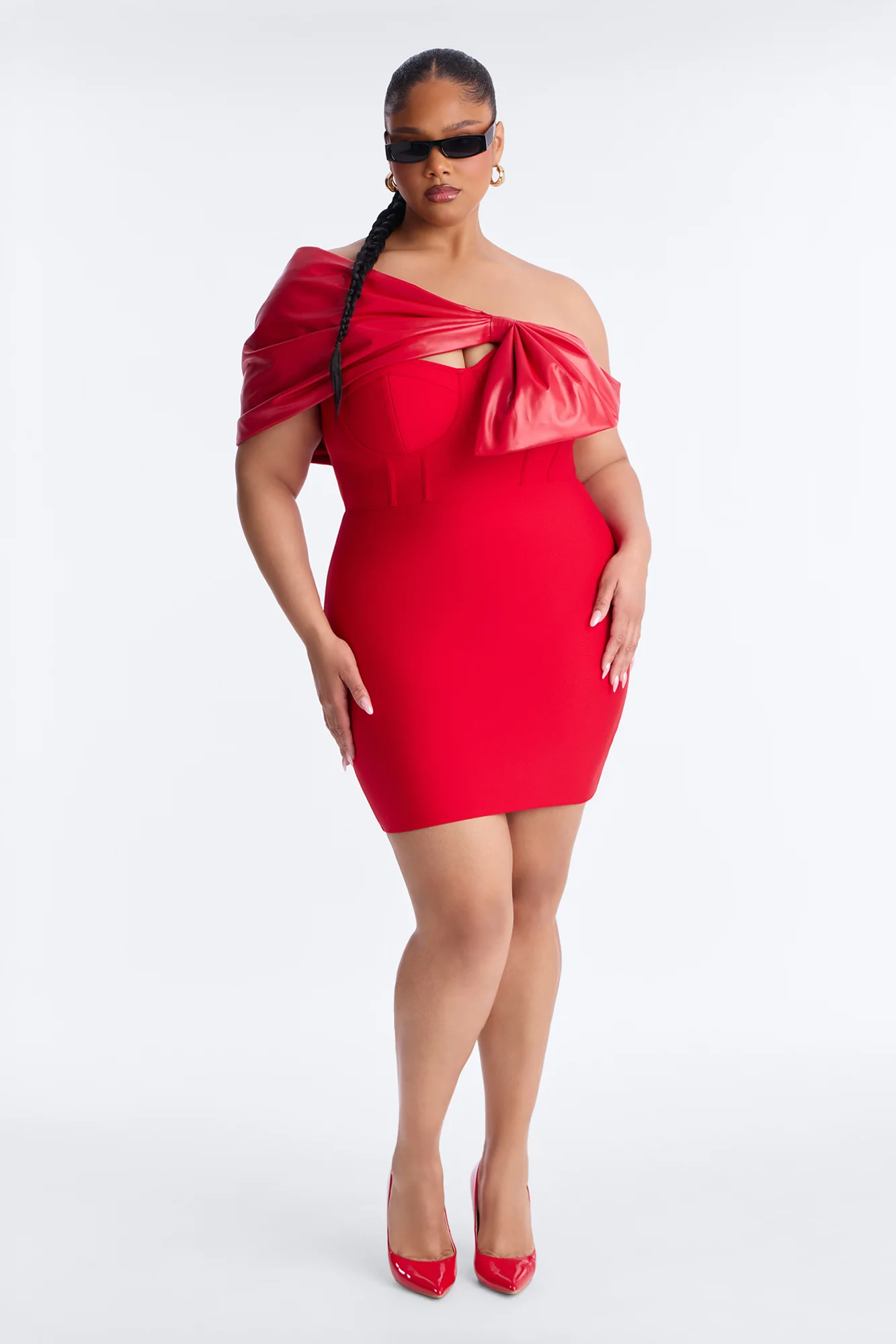Betty Bow Bandage Mini Dress - Red - Image 5
