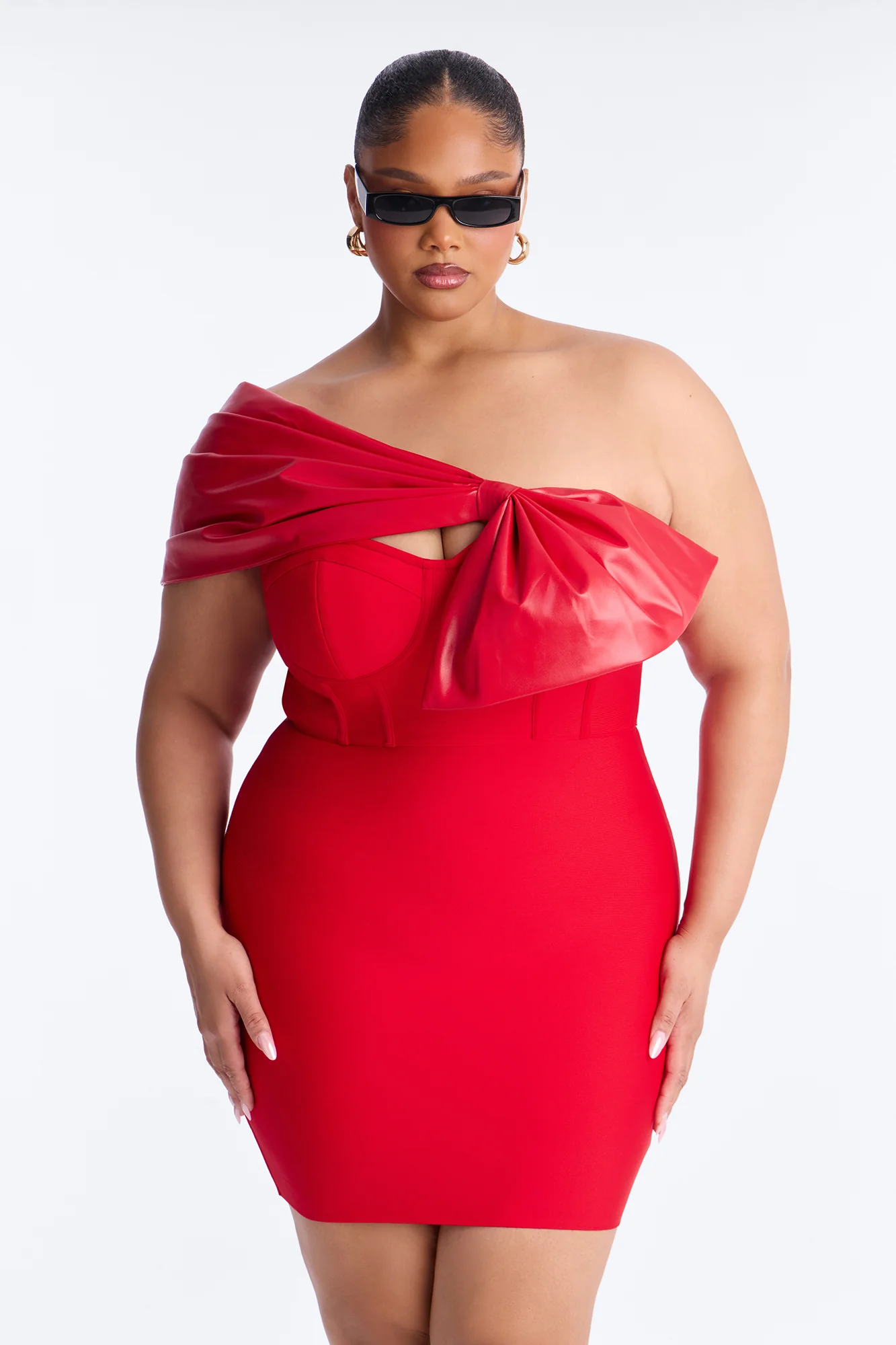 Betty Bow Bandage Mini Dress - Red - Image 6