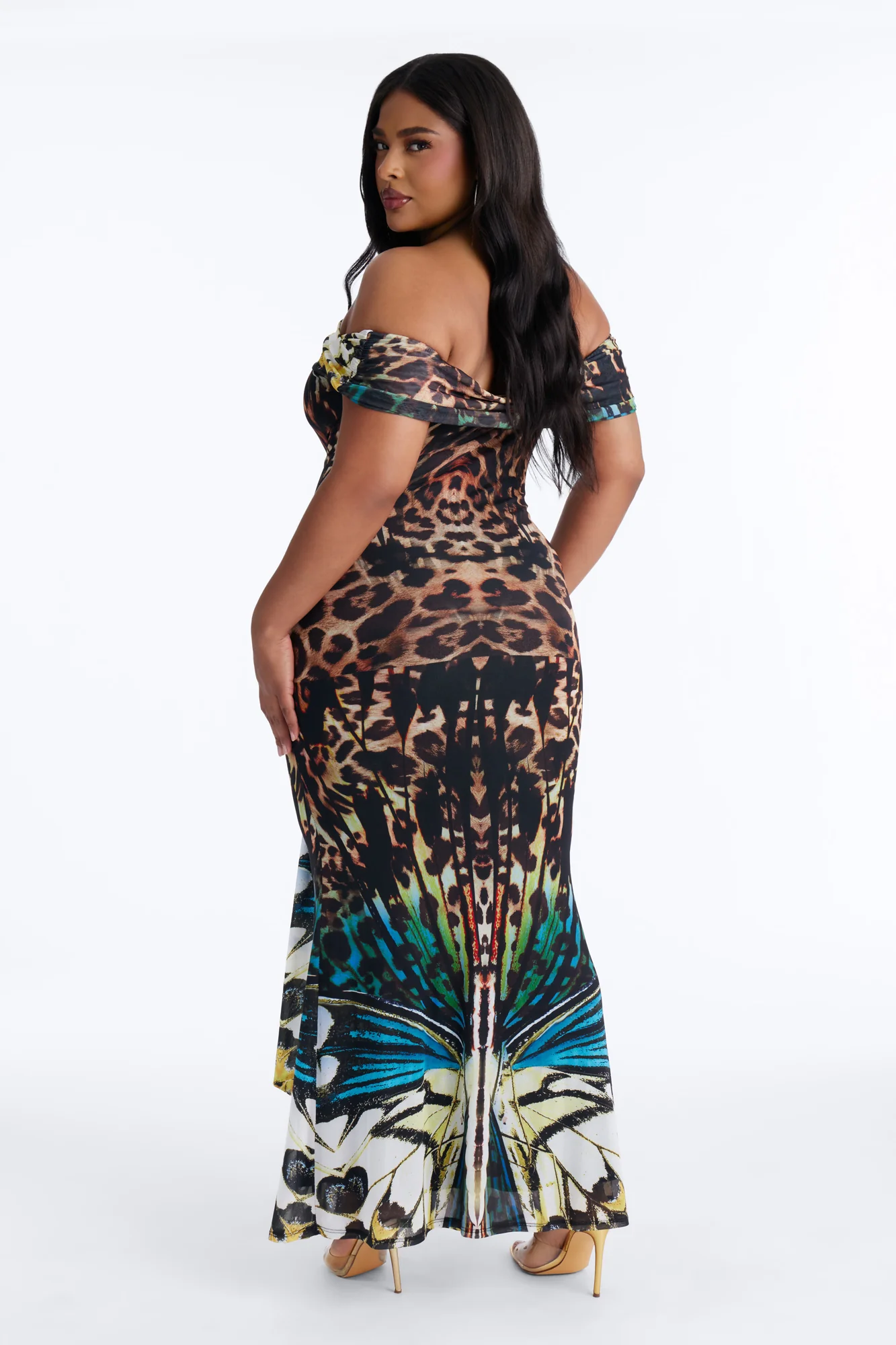 Bia Off Shoulder Mesh Maxi Dress - Teal/combo - Image 7
