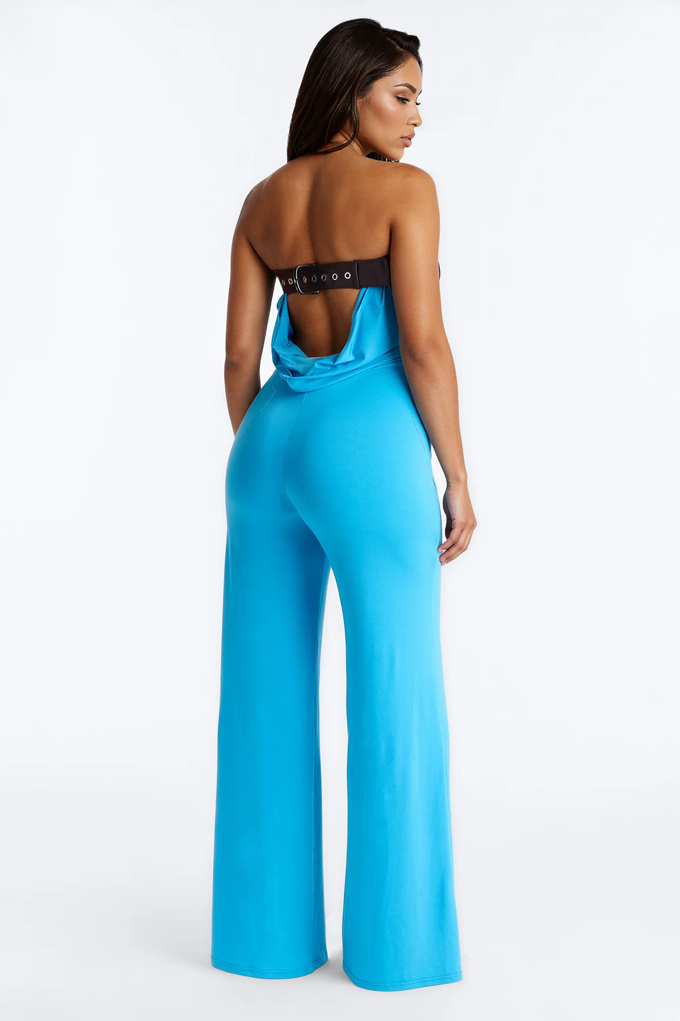 Bianca Backless Wide Leg Jumpsuit - Blue - Image 3