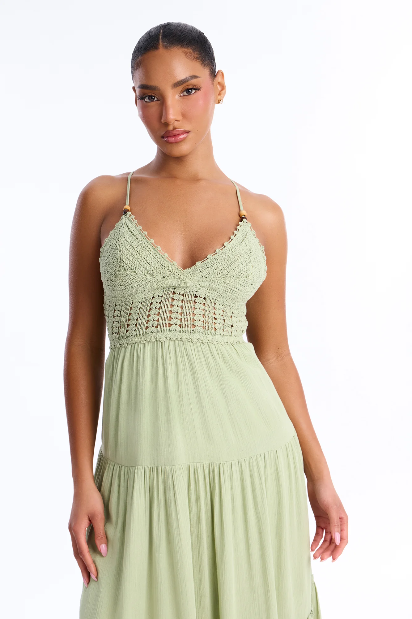 Bianca Crochet Midi Dress - Sage - Image 2