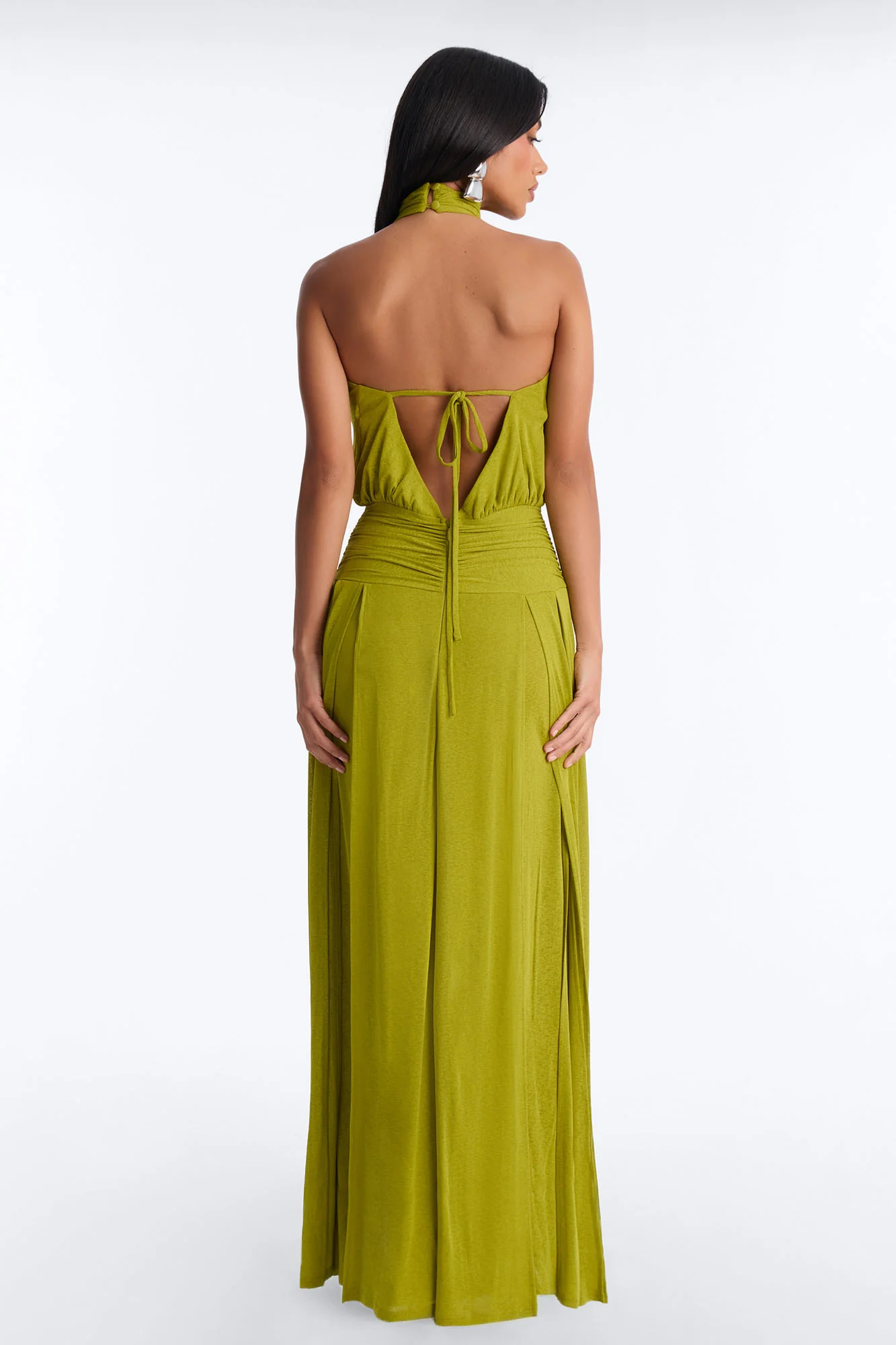 Bianca Halter Mock Neck Maxi Dress - Chartreuse - Image 4
