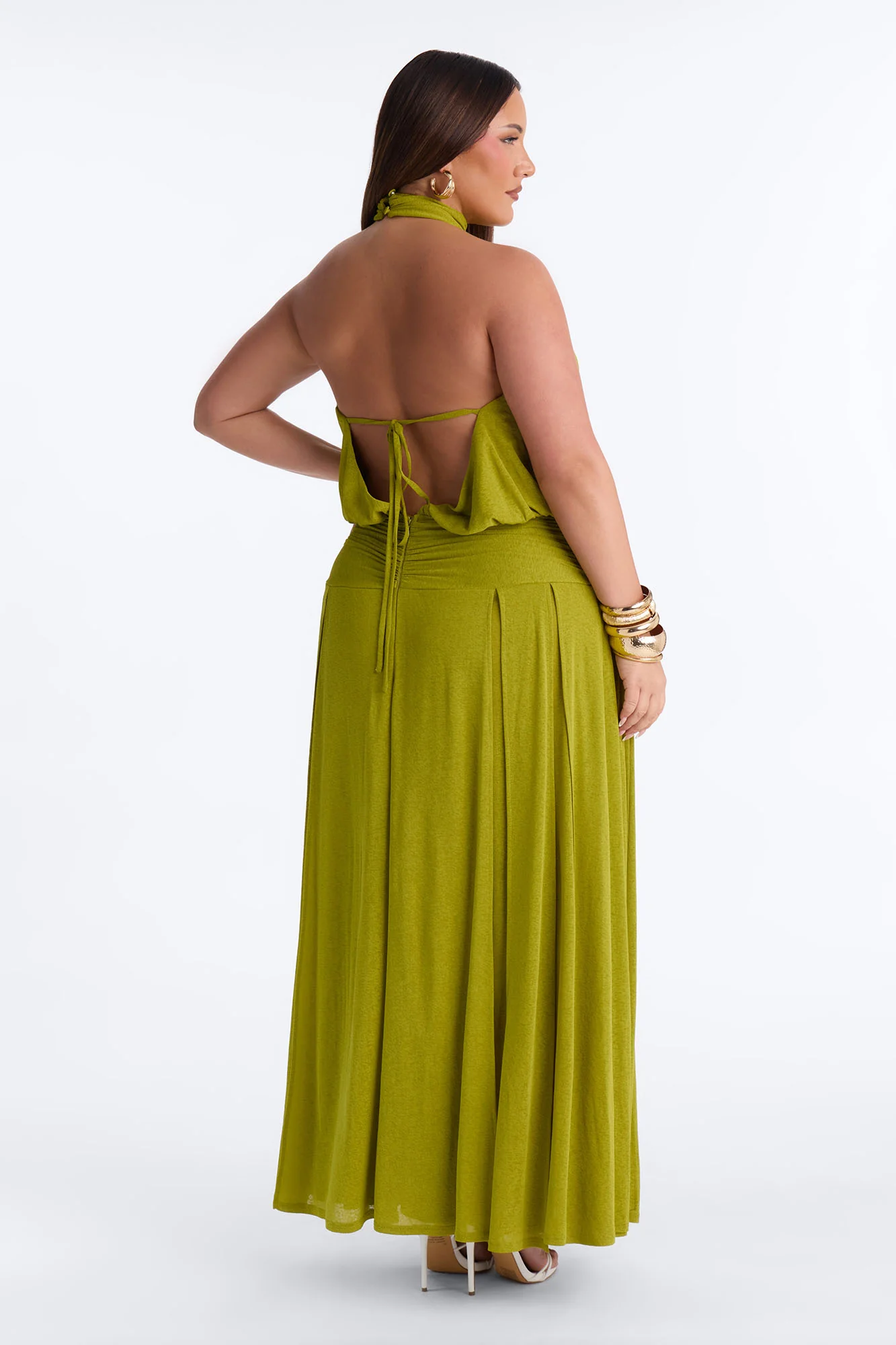 Bianca Halter Mock Neck Maxi Dress - Chartreuse - Image 8