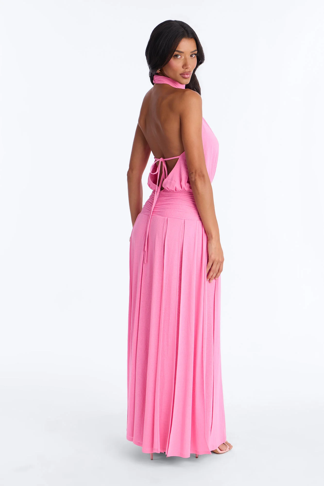 Bianca Halter Mock Neck Maxi Dress - Pink - Image 4