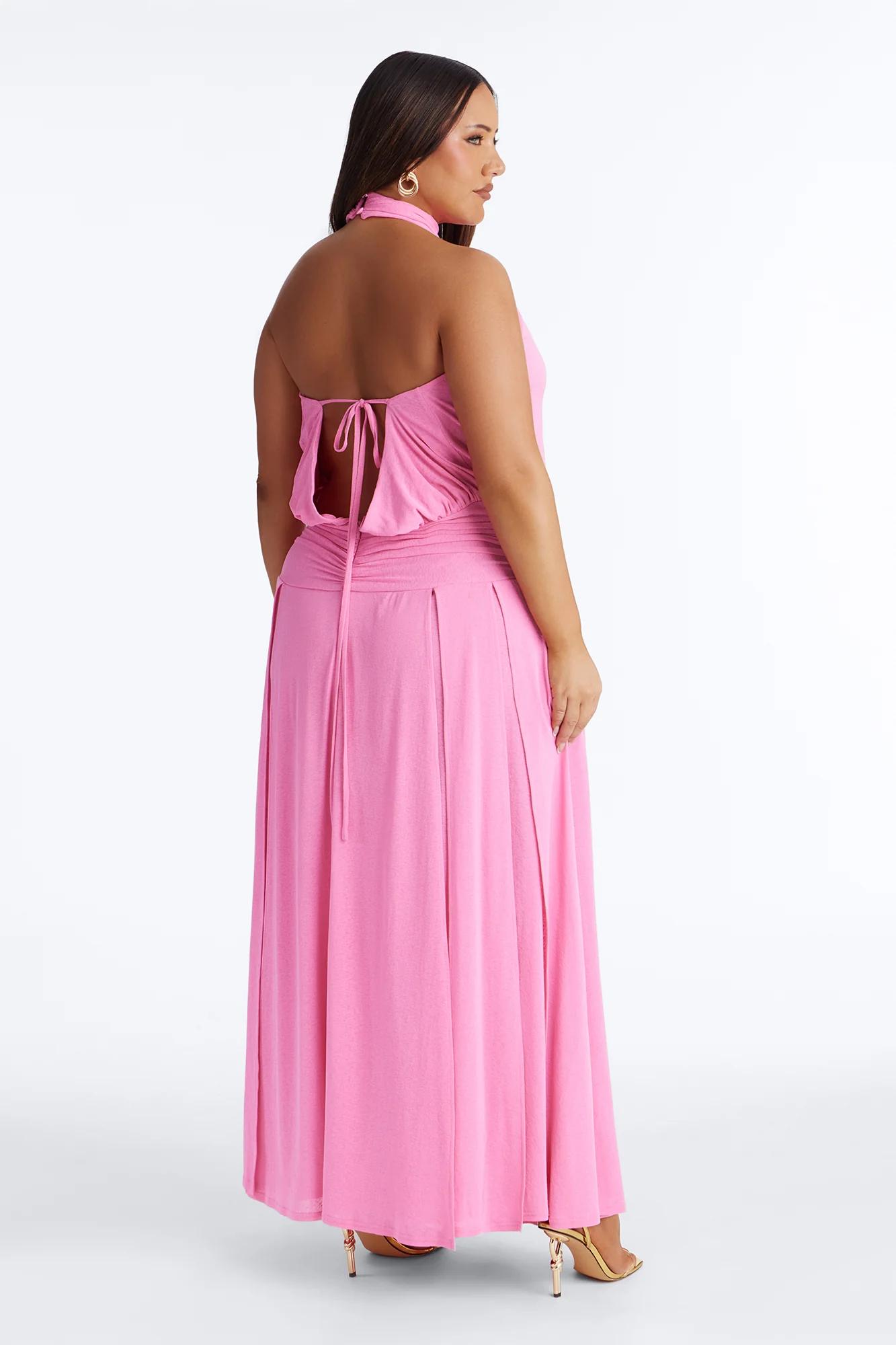 Bianca Halter Mock Neck Maxi Dress - Pink - Image 7