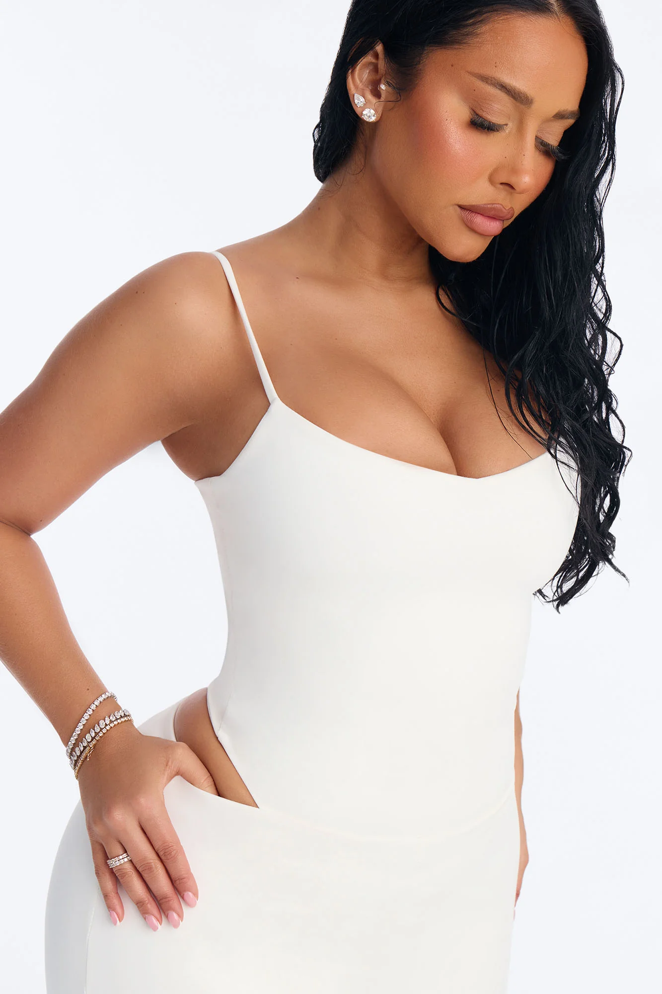 Bianca Matte Form Double Lined Low Rise Capri Set - White - Image 4