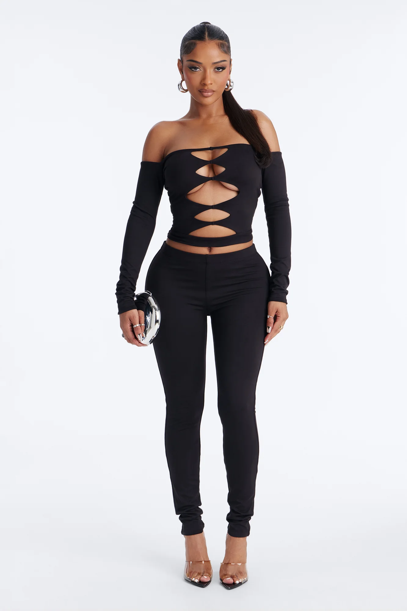 Bianca Matte Form Double Lined Pant Set - Black