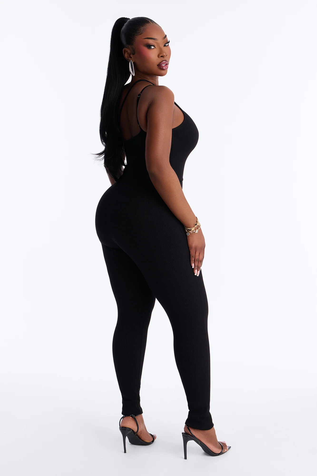 Bianca One Shoulder Snatched Skinny Jumpsuit - Black - Image 6