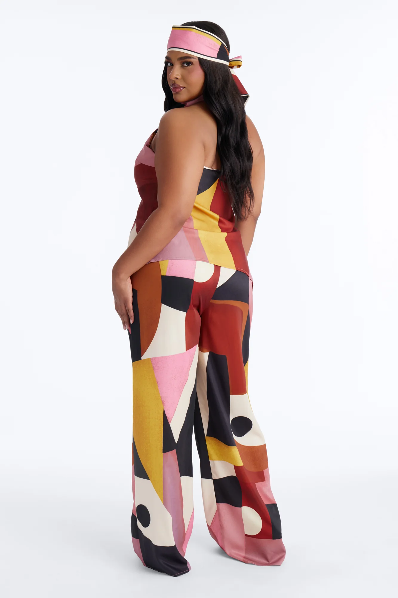 Bianca Satin 3 Piece Pant Set - Rust/combo - Image 7