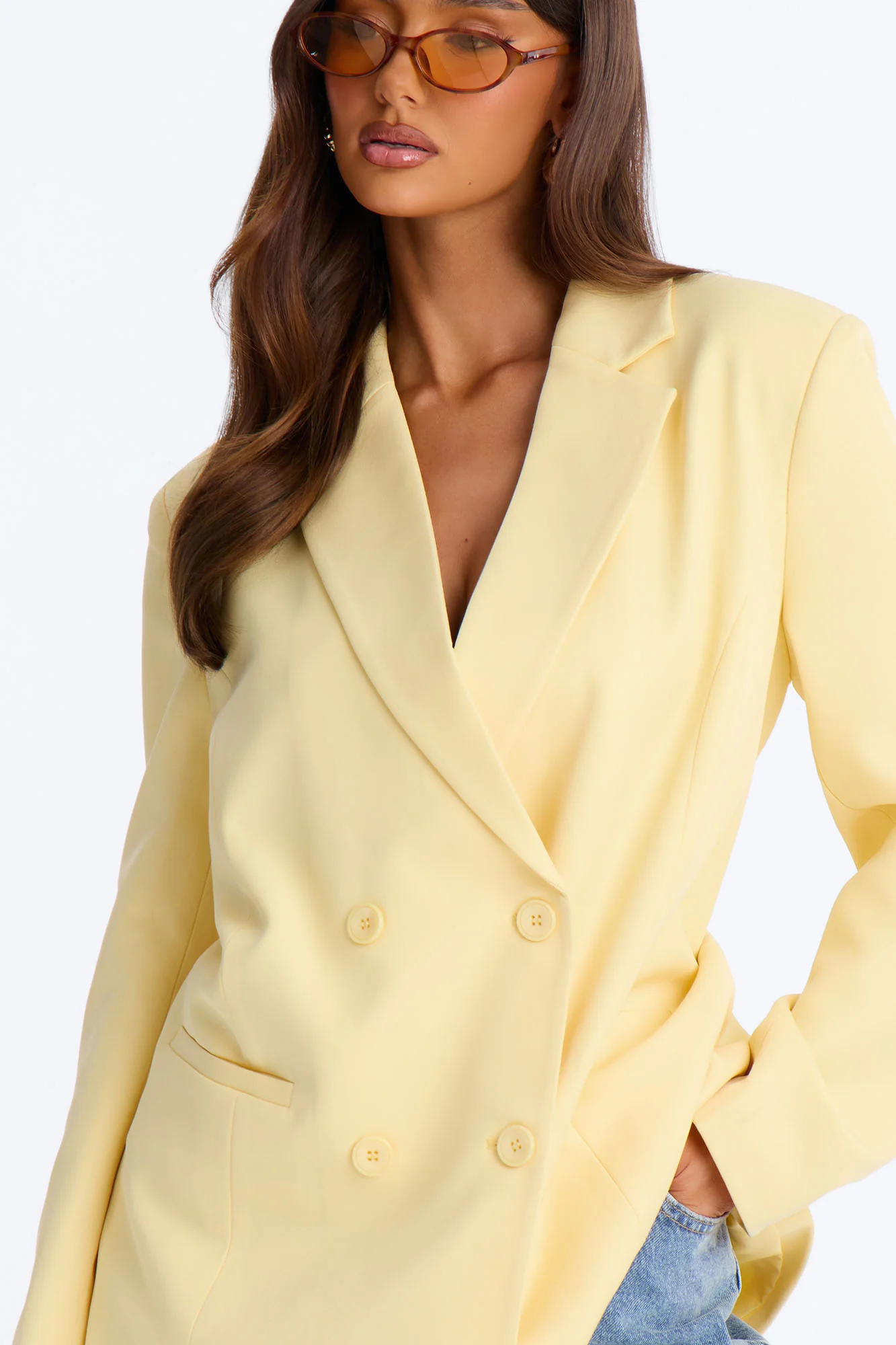 Big Goals Double Breasted Oversized Blazer - Butter Yellow - Image 2