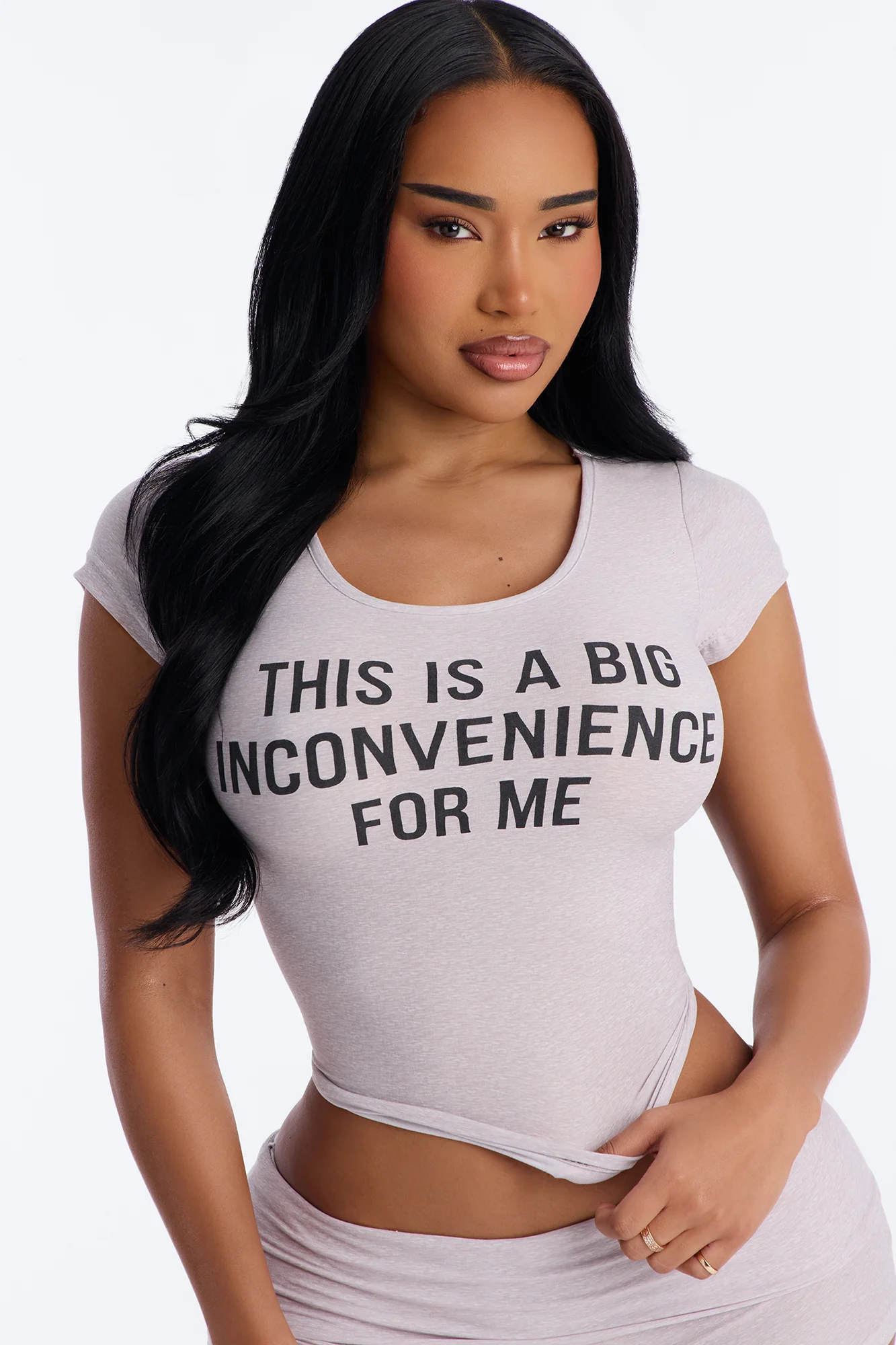 Big Inconvenience For Me PJ Short Set - Heather Grey - Image 2