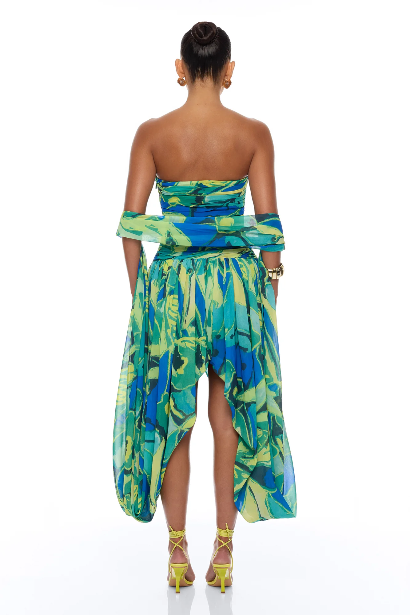 Billie Draped Scarf Chiffon Maxi Dress - Green/combo - Image 4