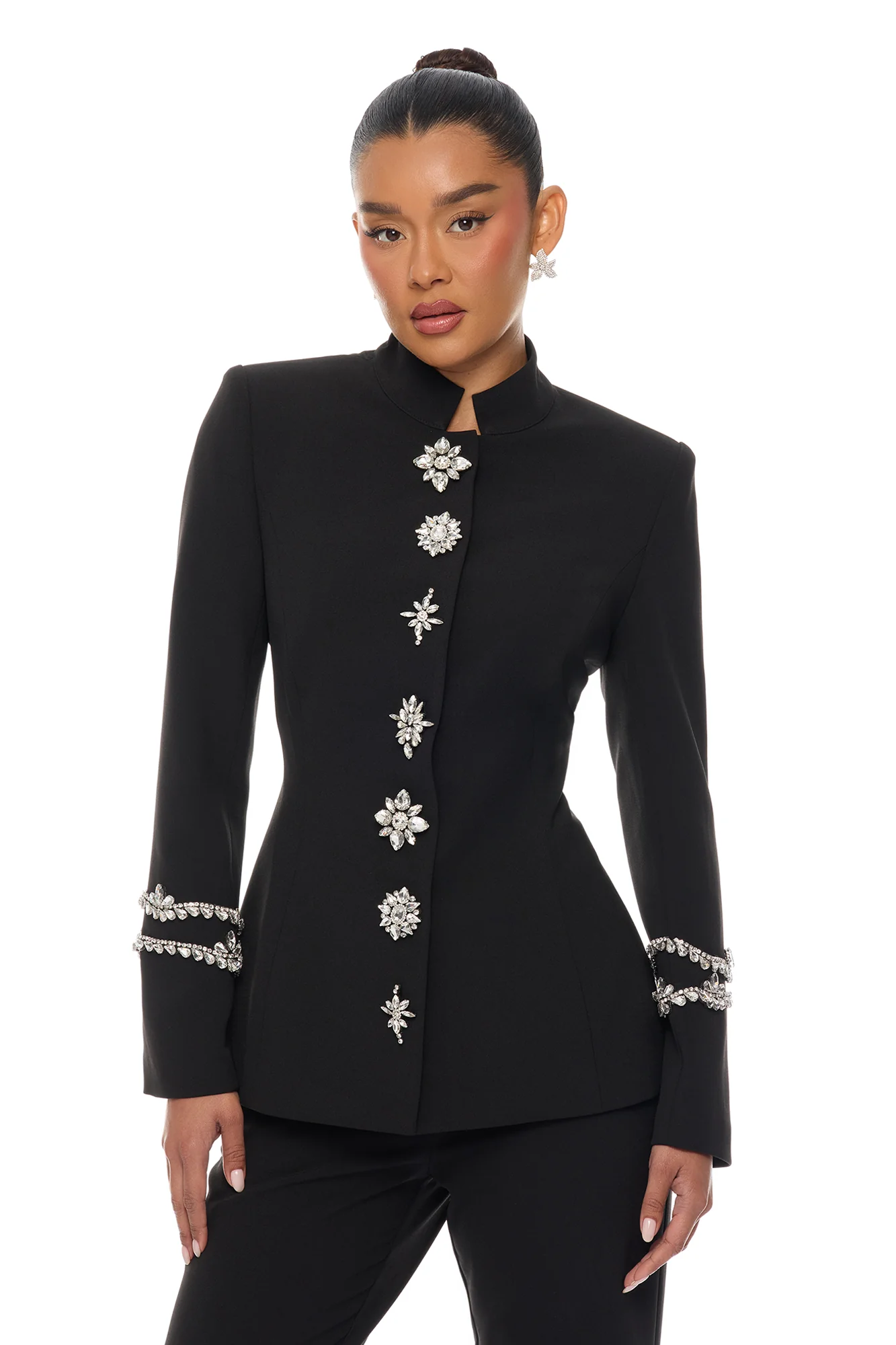 Billie Rhinestone Pant Set - Black - Image 2