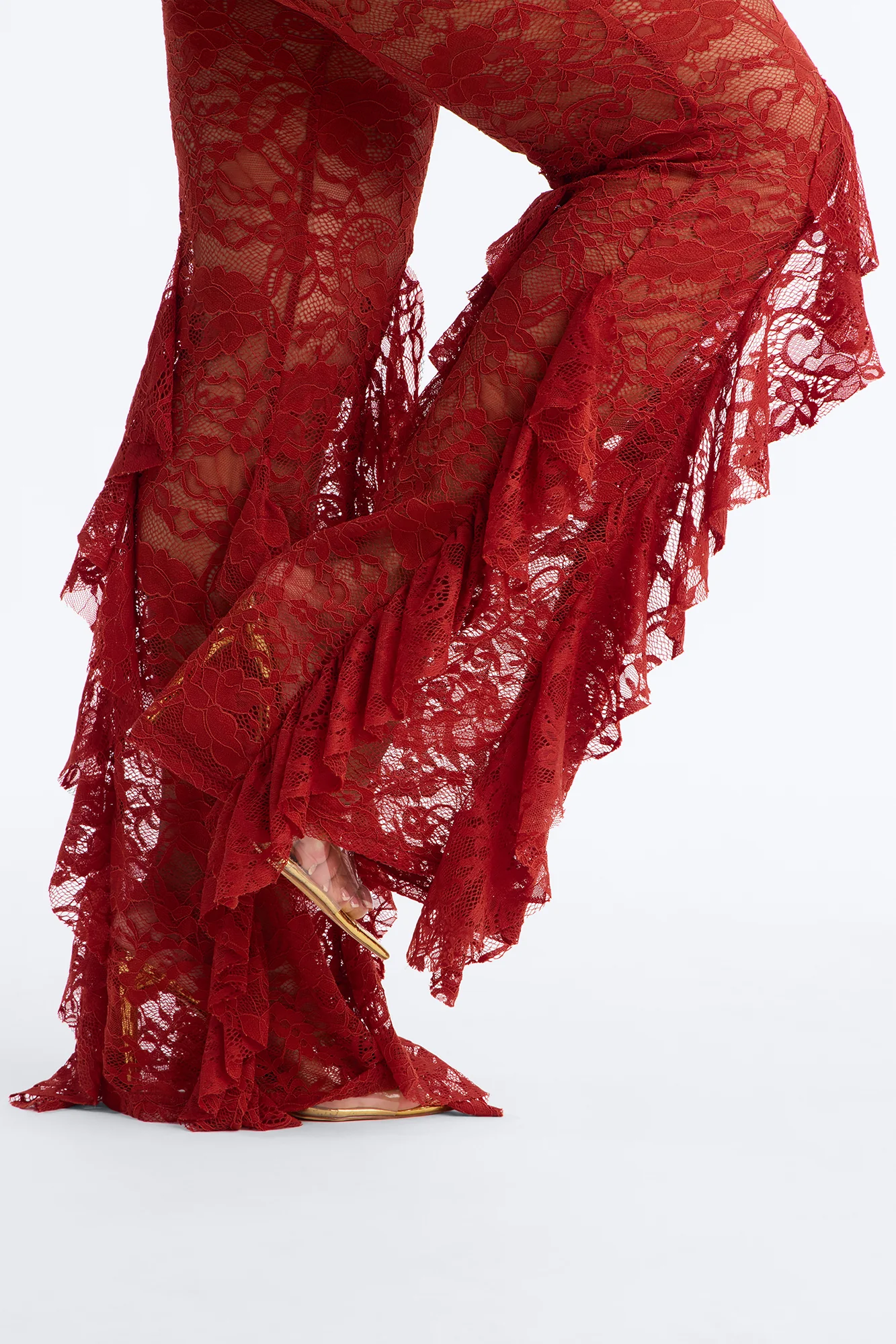 Biyanka Ruffle Lace Flare Pant - Terracotta - Image 7