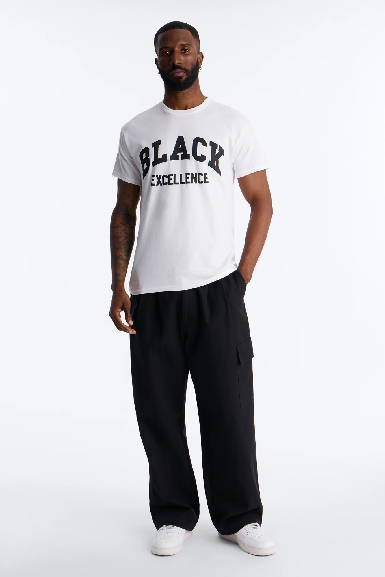 Black Excellence Varsity Short Sleeve Tee - White - Image 2