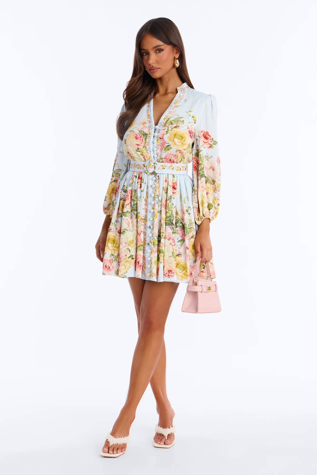 Blair Belted Rayon Mini Dress - Blue