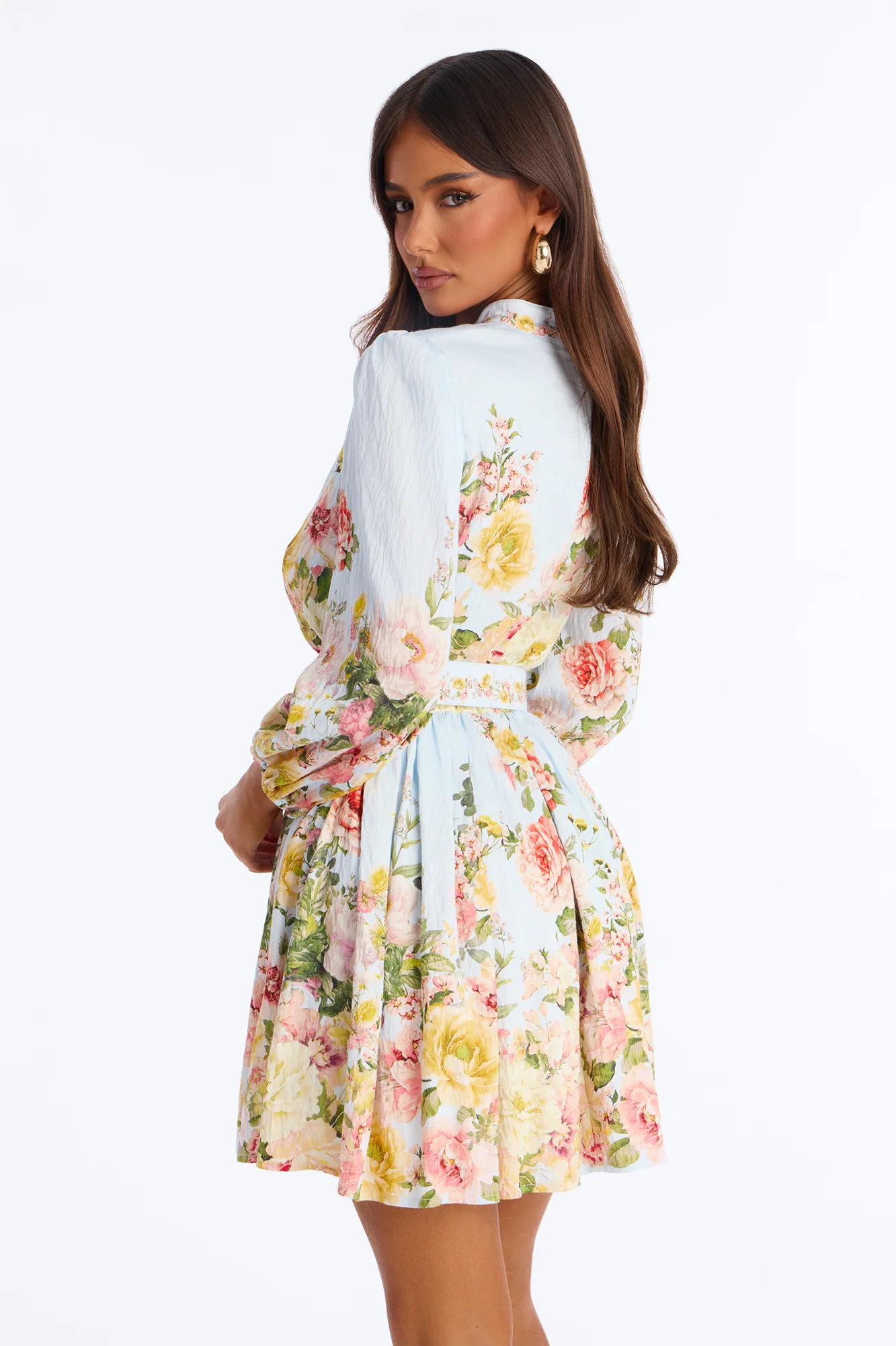 Blair Belted Rayon Mini Dress - Blue - Image 4