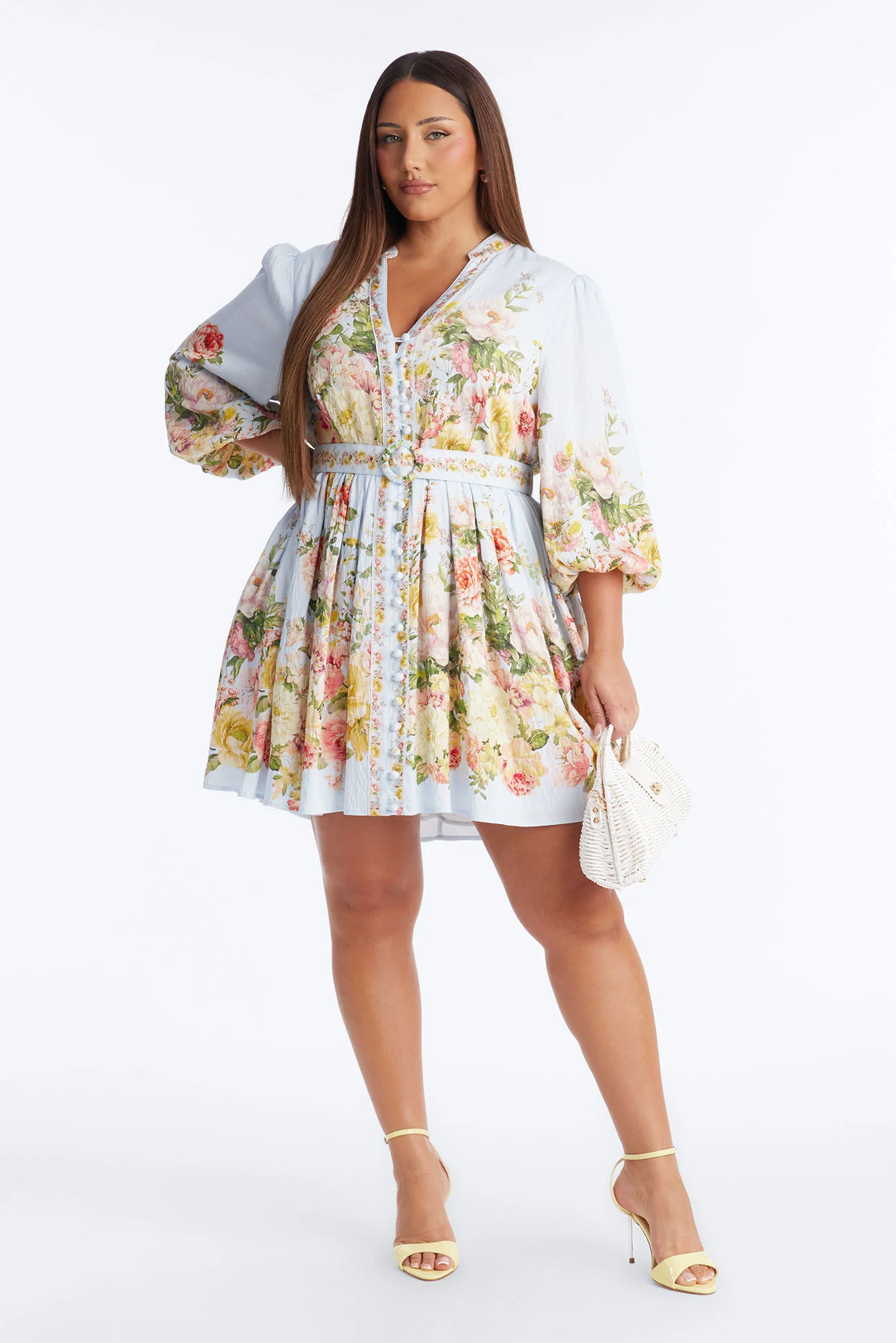 Blair Belted Rayon Mini Dress - Blue - Image 5