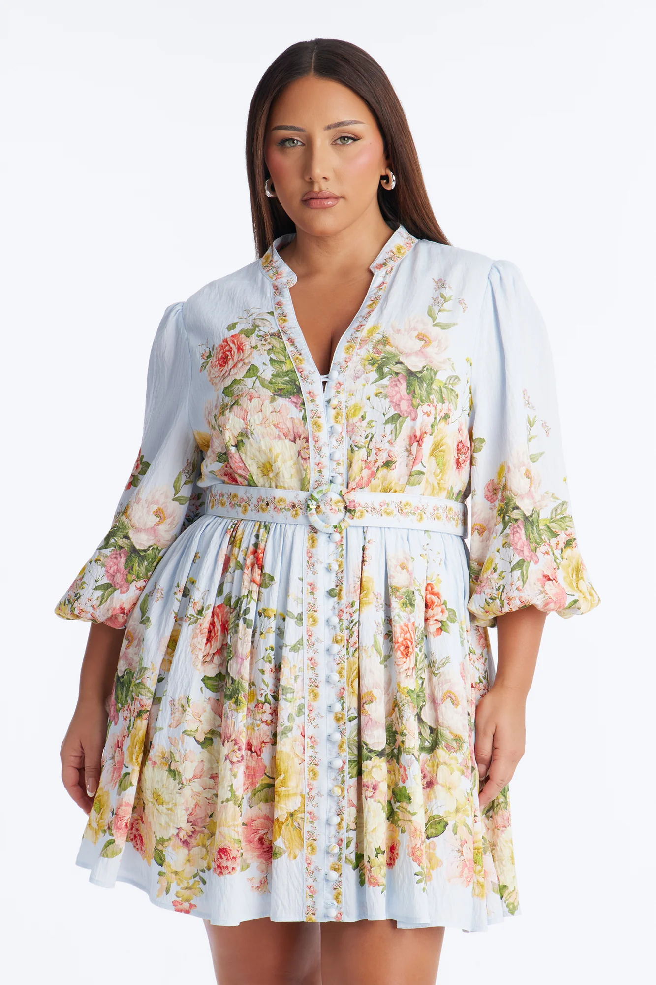 Blair Belted Rayon Mini Dress - Blue - Image 6