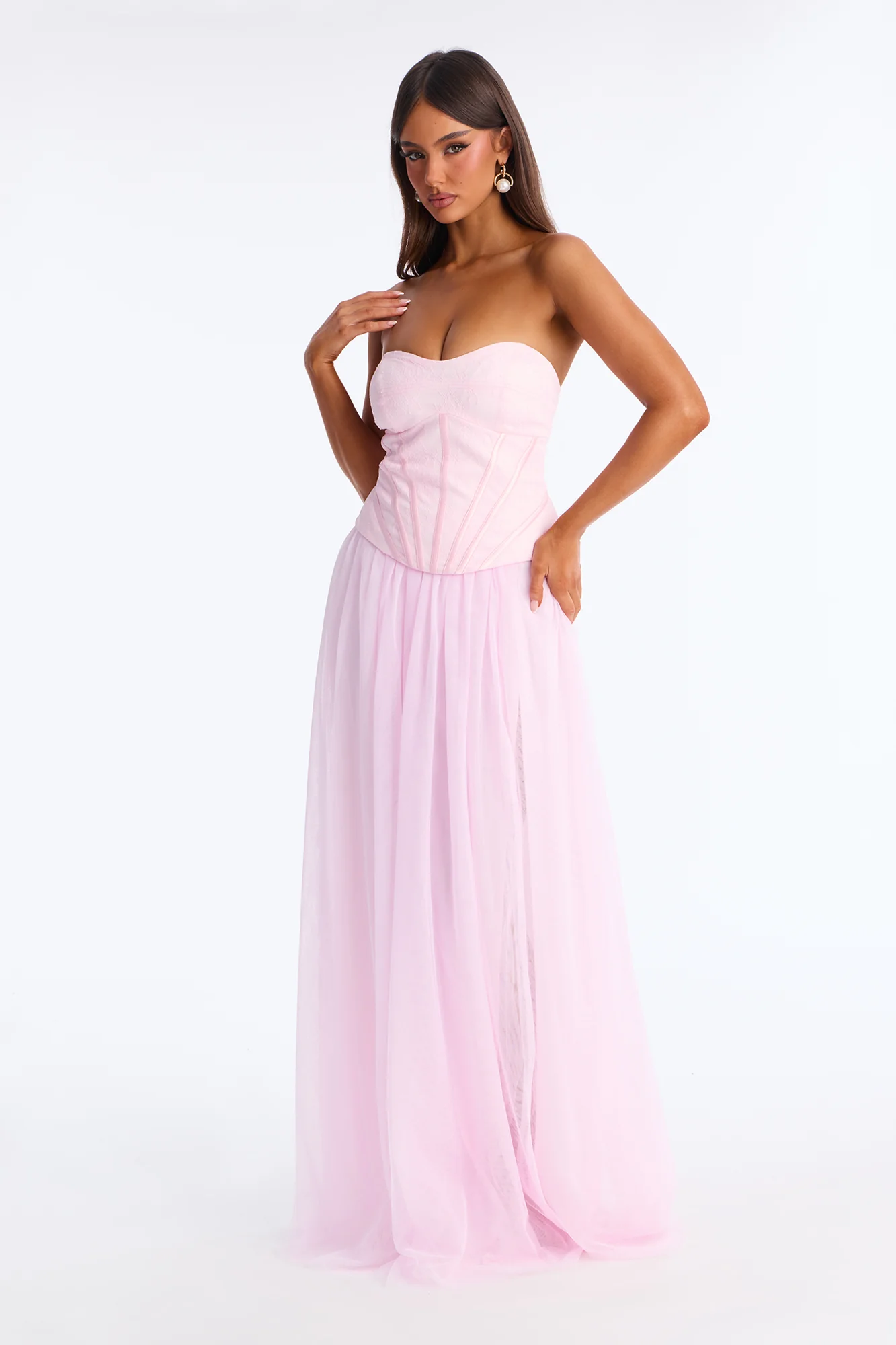 Blaire Tulle Lace Gown - Light Pink - Image 3