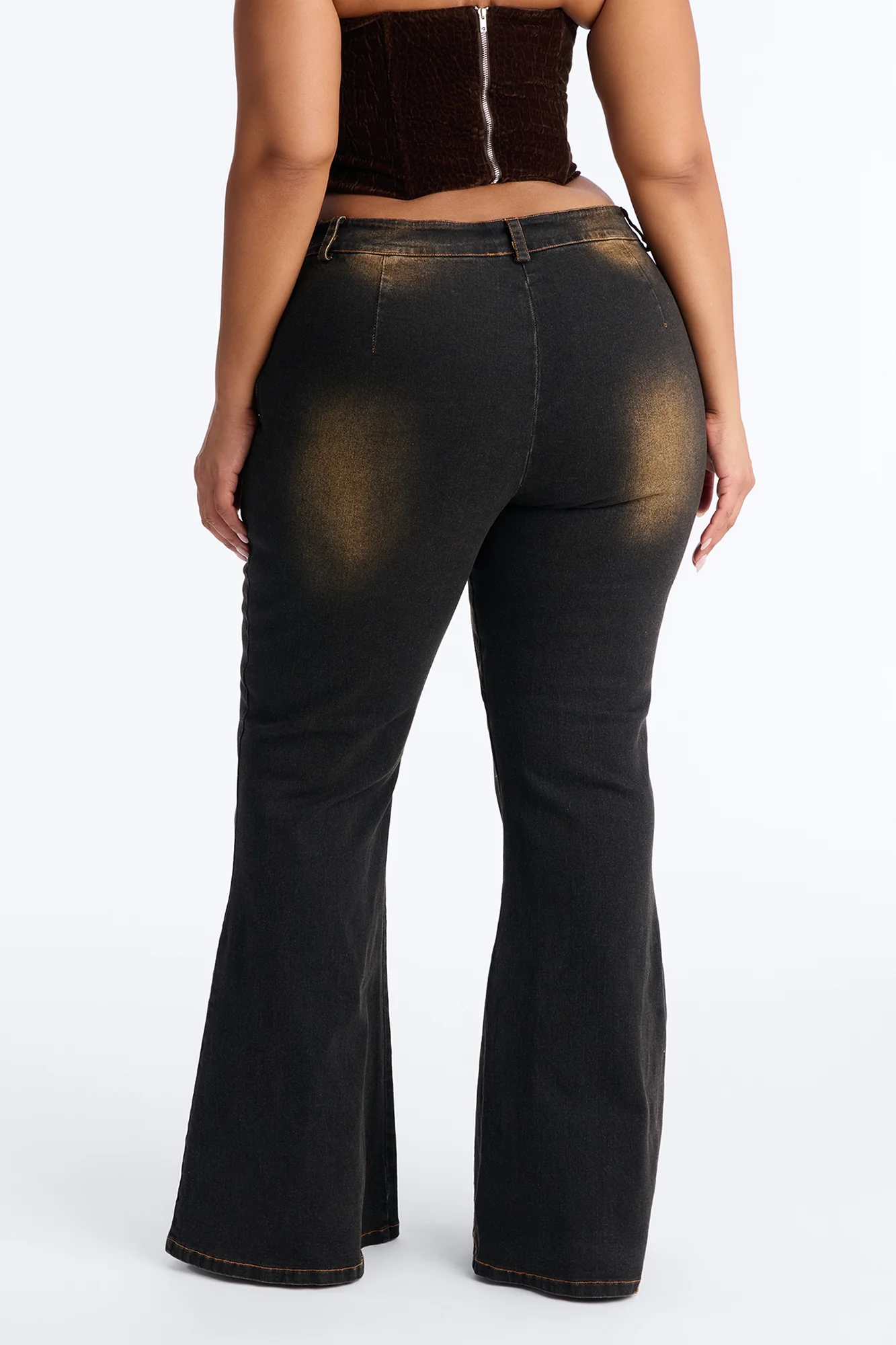 Blake Low Rise Washed Flare Pant 33″ - Black Wash - Image 8