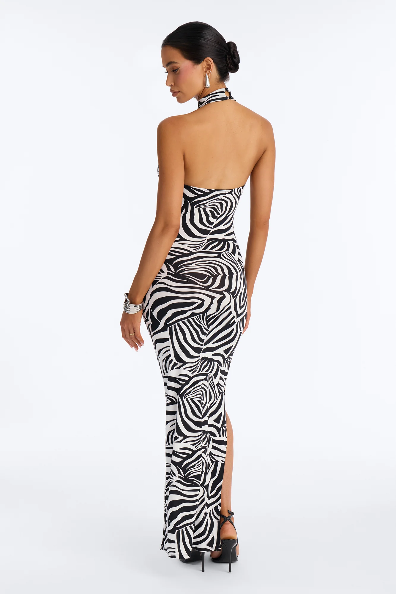 Blaze Halter Maxi Dress - Black/White - Image 4