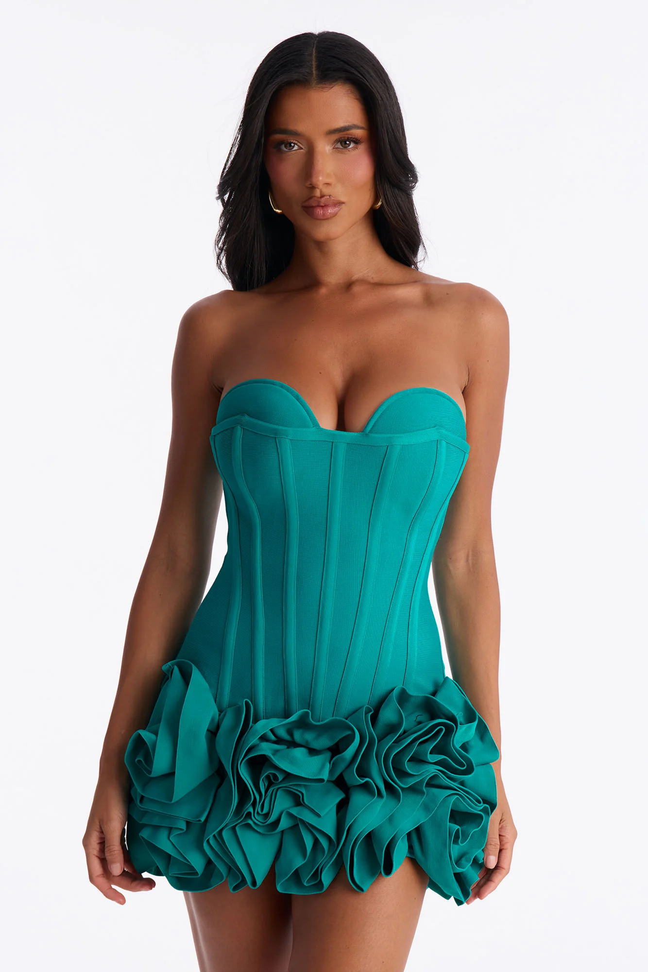 Blessed Beauty Ruffle Rosette Bandage Mini Dress - Turquoise - Image 2