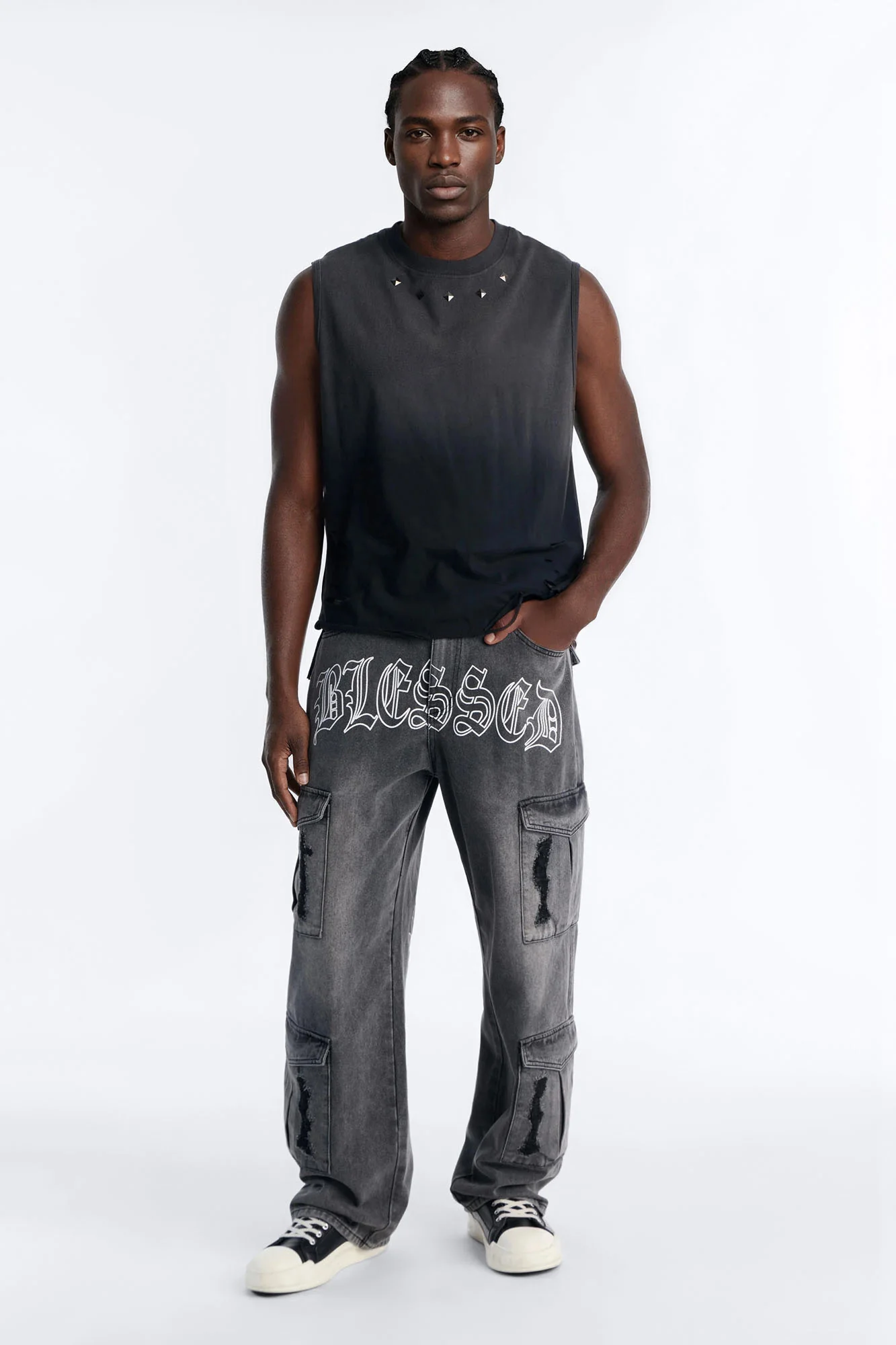 Blessed Chaos Cargo Jean - Black Wash - Image 2