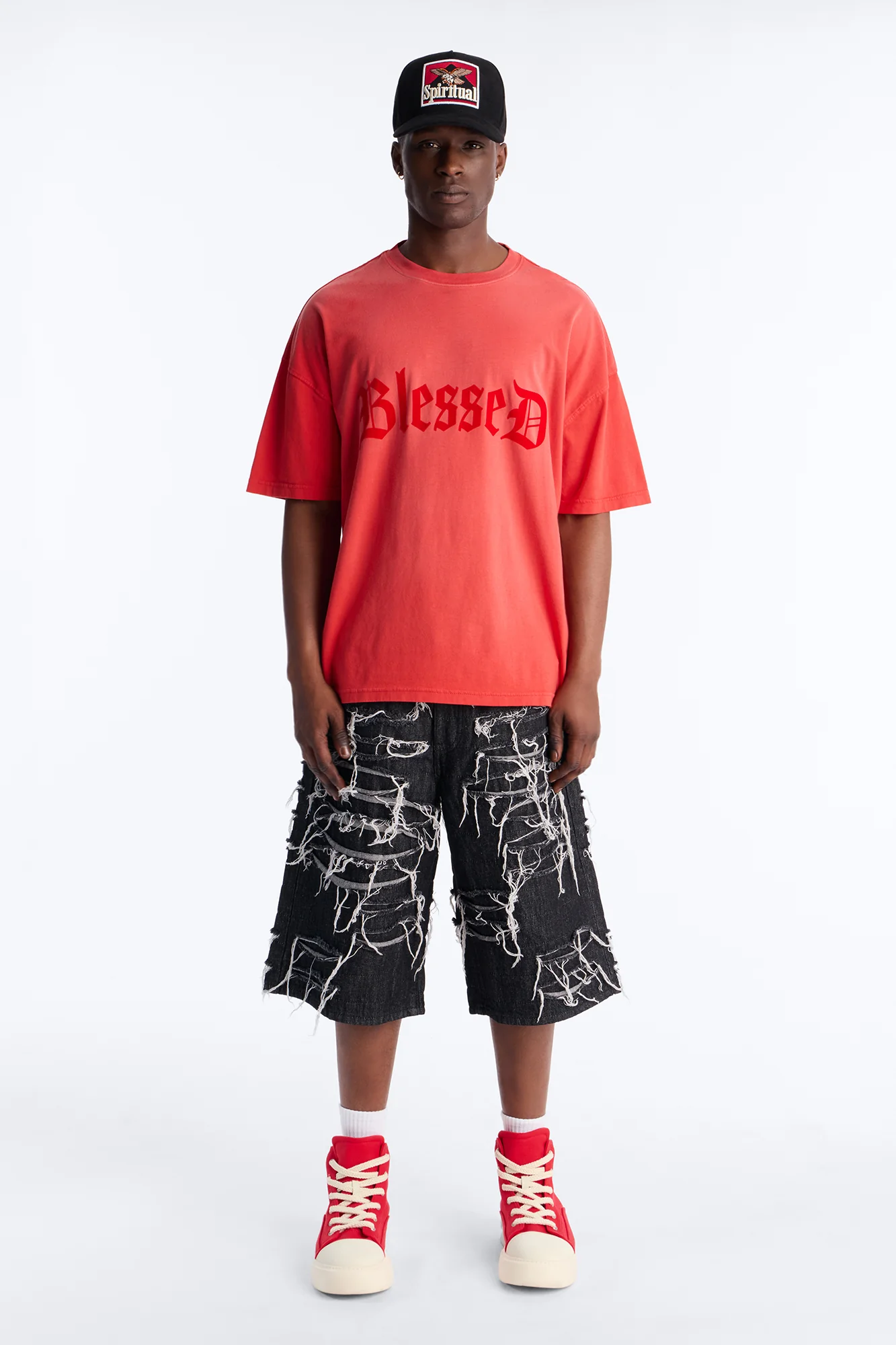 Blessed Flocked Short Sleeve Tee - Red - Image 2