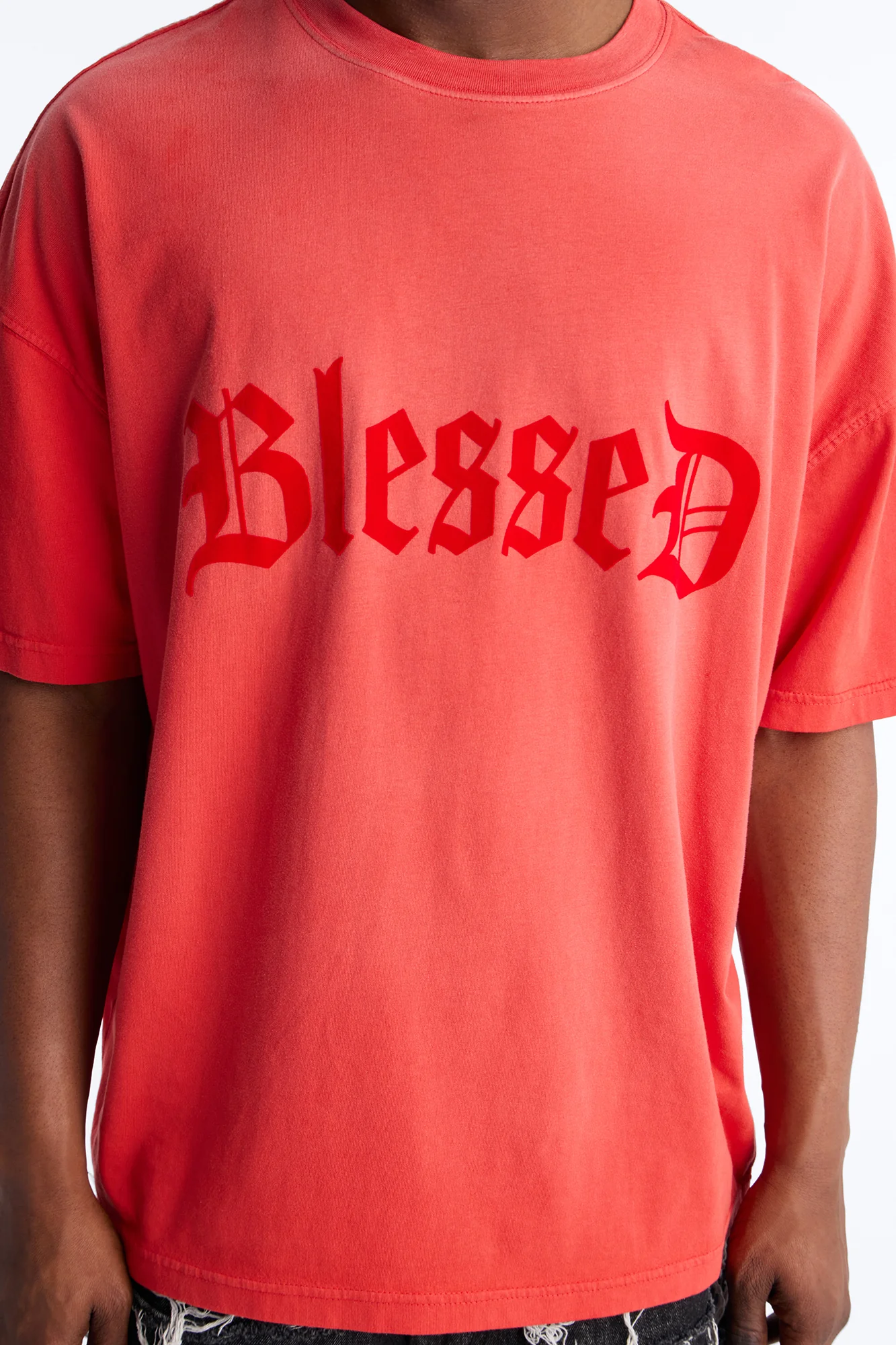 Blessed Flocked Short Sleeve Tee - Red - Image 3