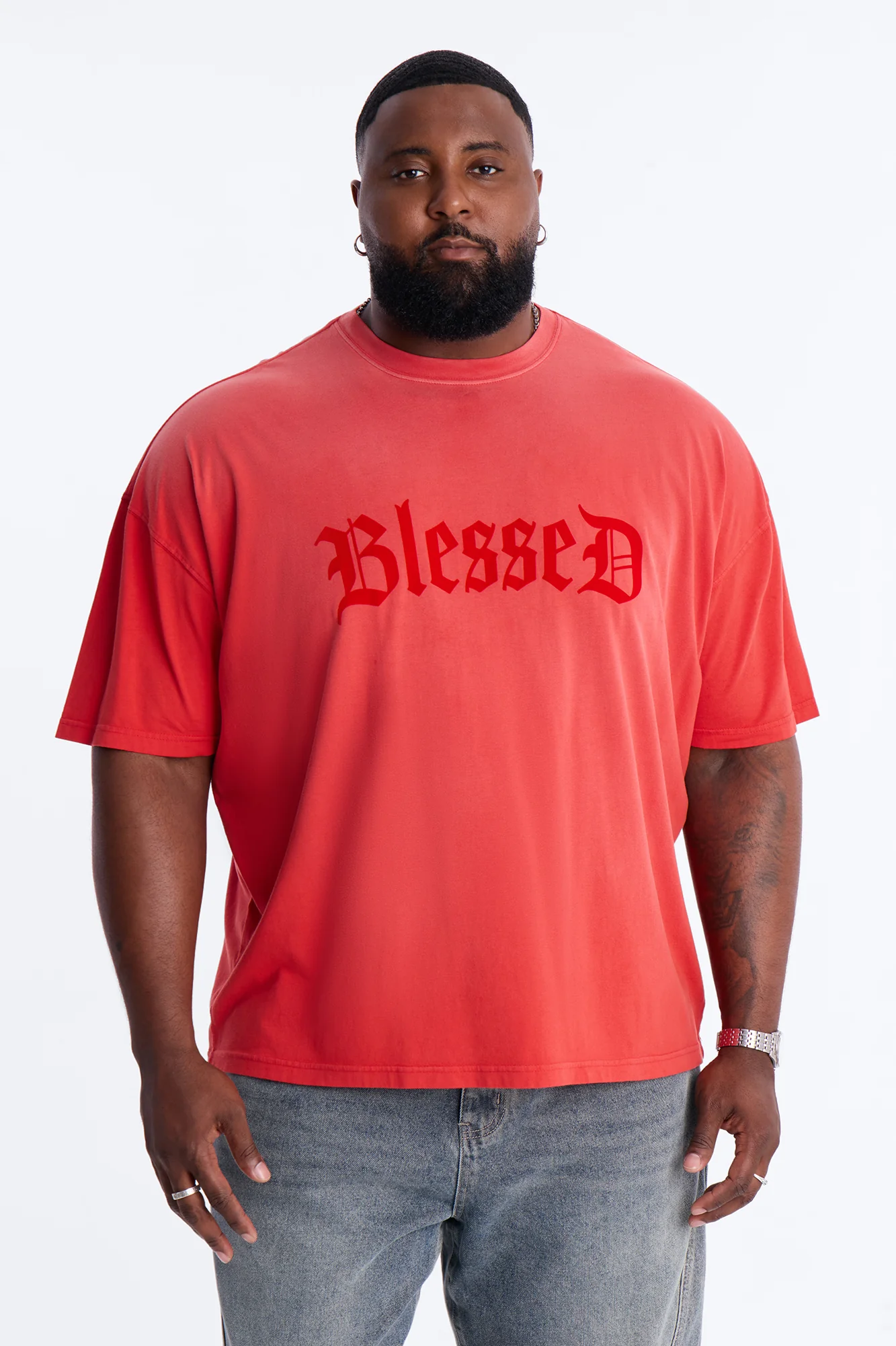 Blessed Flocked Short Sleeve Tee - Red - Image 5