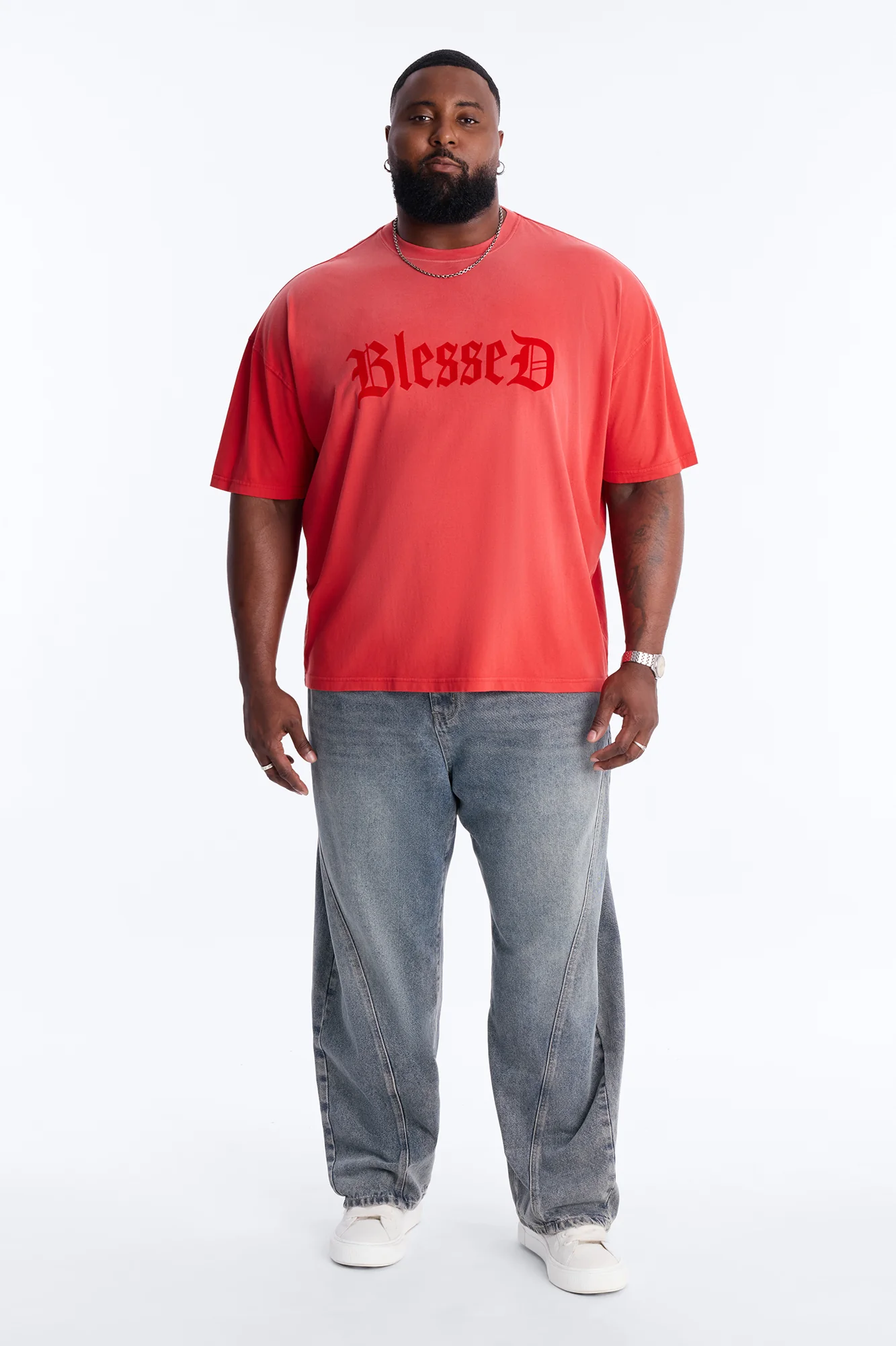 Blessed Flocked Short Sleeve Tee - Red - Image 6