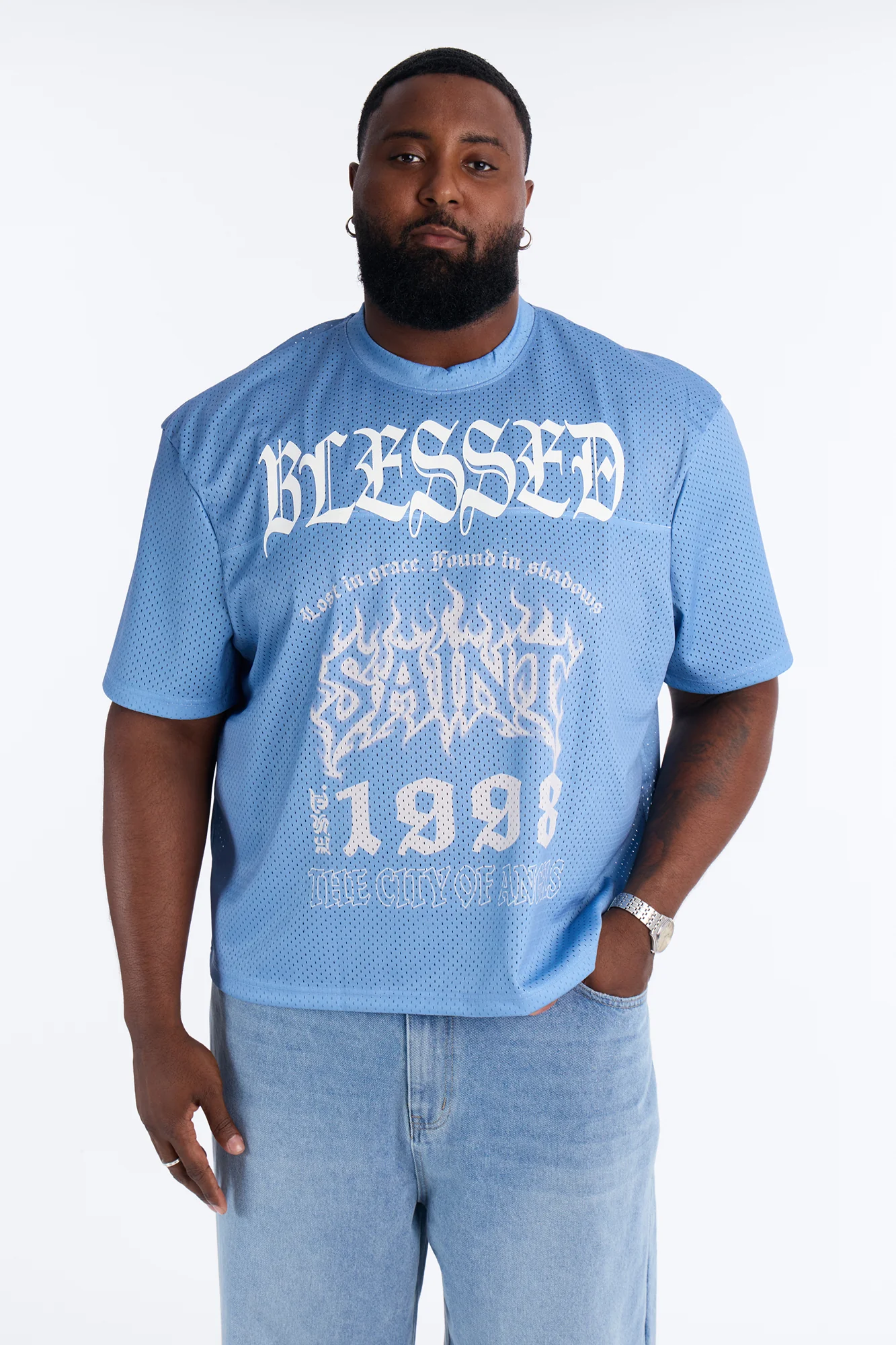Blessed Mesh Jersey Short Sleeve - Blue - Image 5