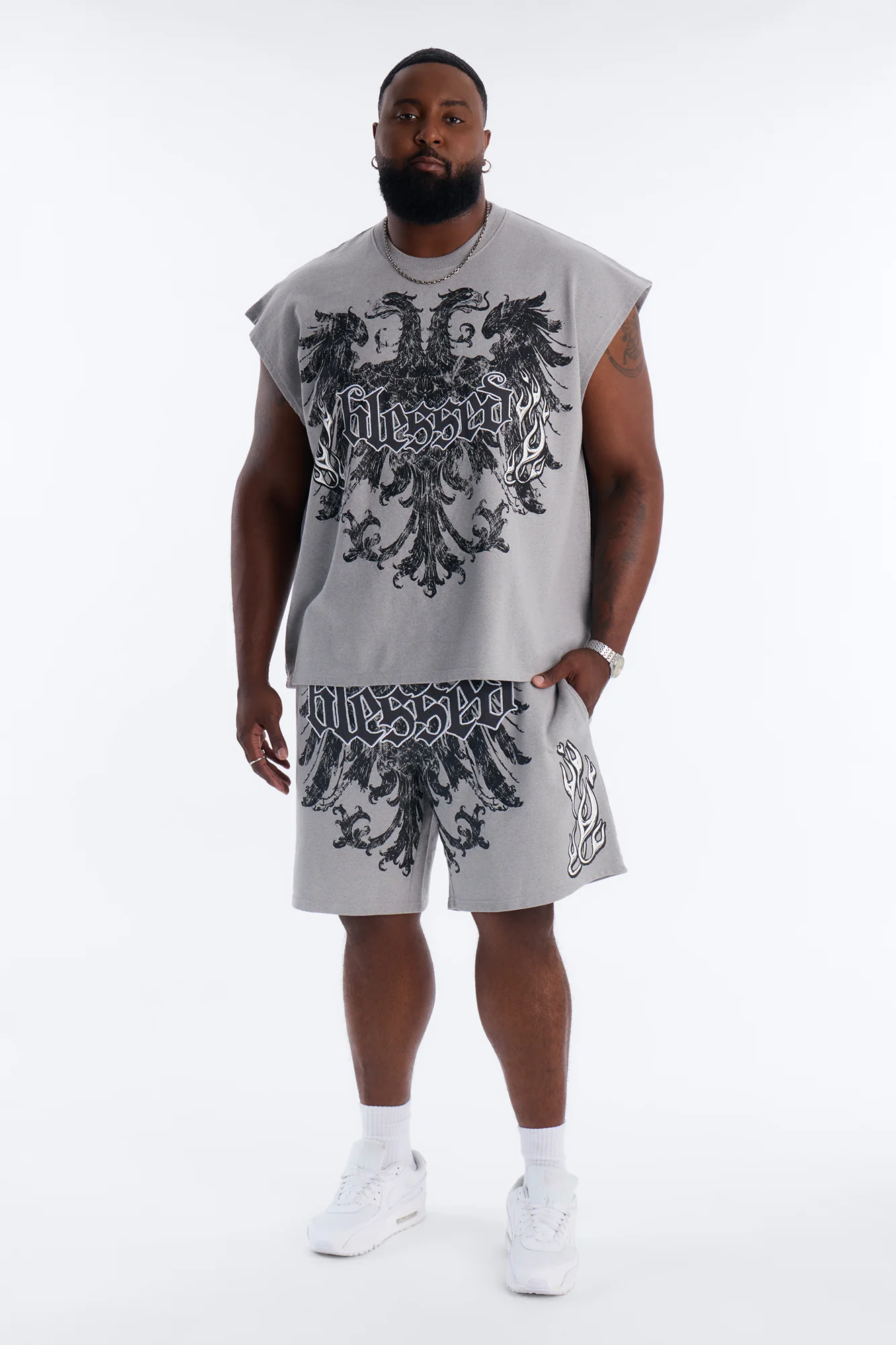 Blessed Redemption Patch French Terry Muscle Tee - Grey - Image 6