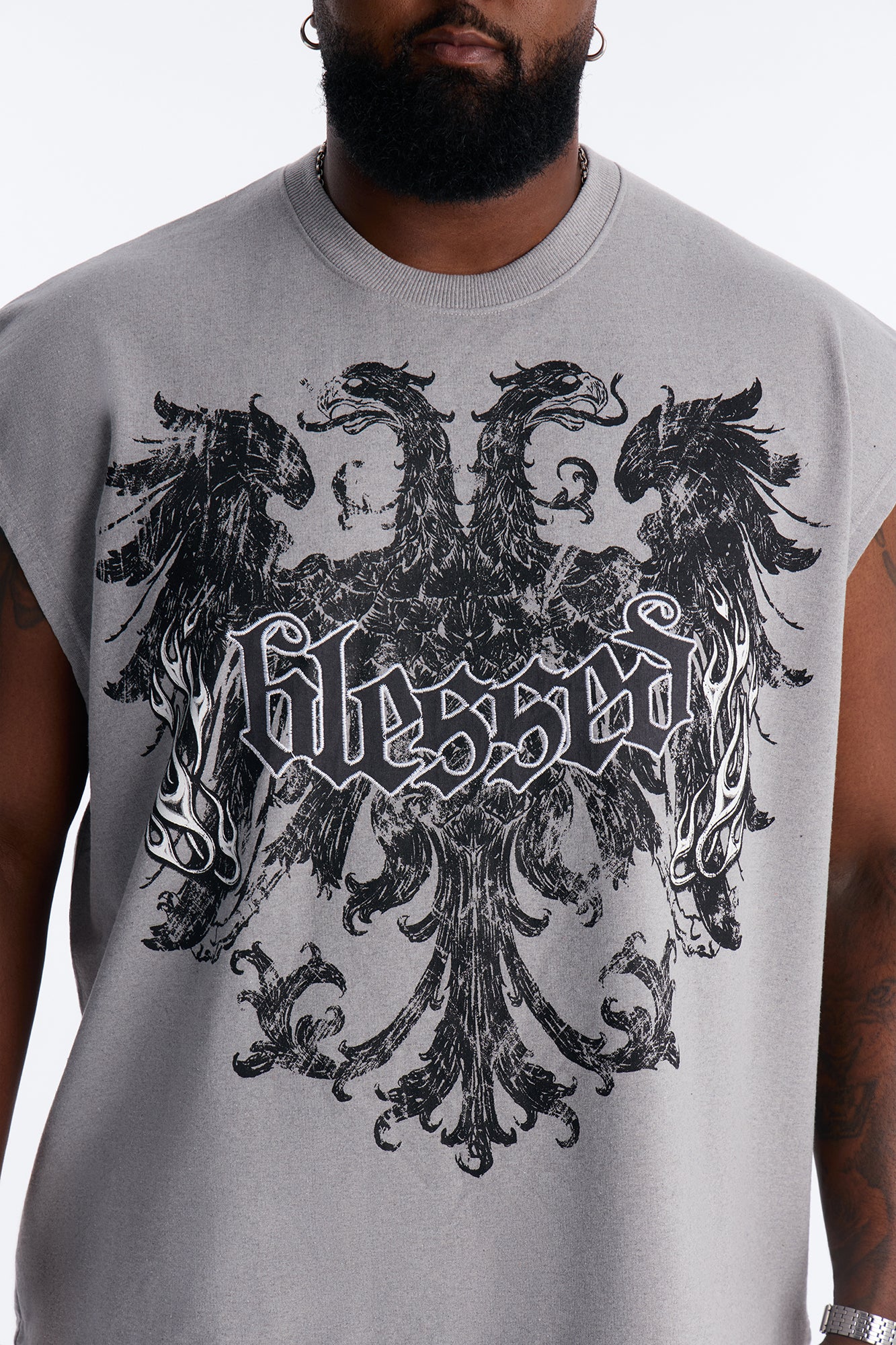 Blessed Redemption Patch French Terry Muscle Tee - Grey - Image 7