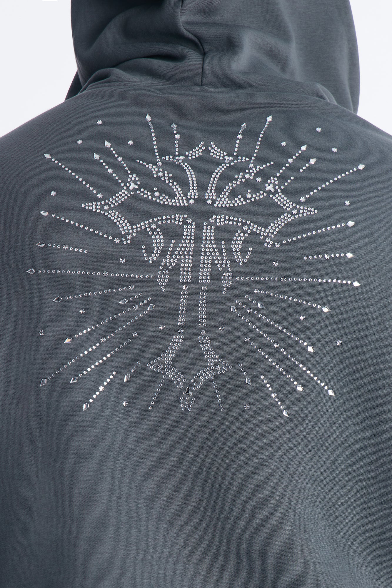 Blessed Rhinestone Pearl Oversized Hoodie - Charcoal - Image 4