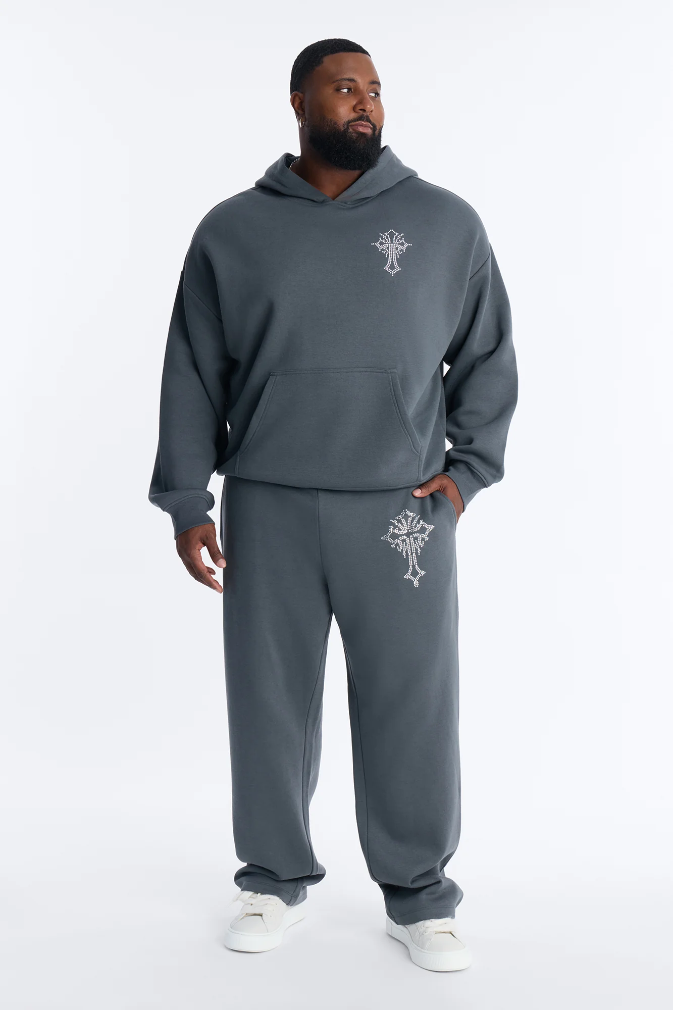 Blessed Rhinestone Pearl Sweatpants - Charcoal - Image 5