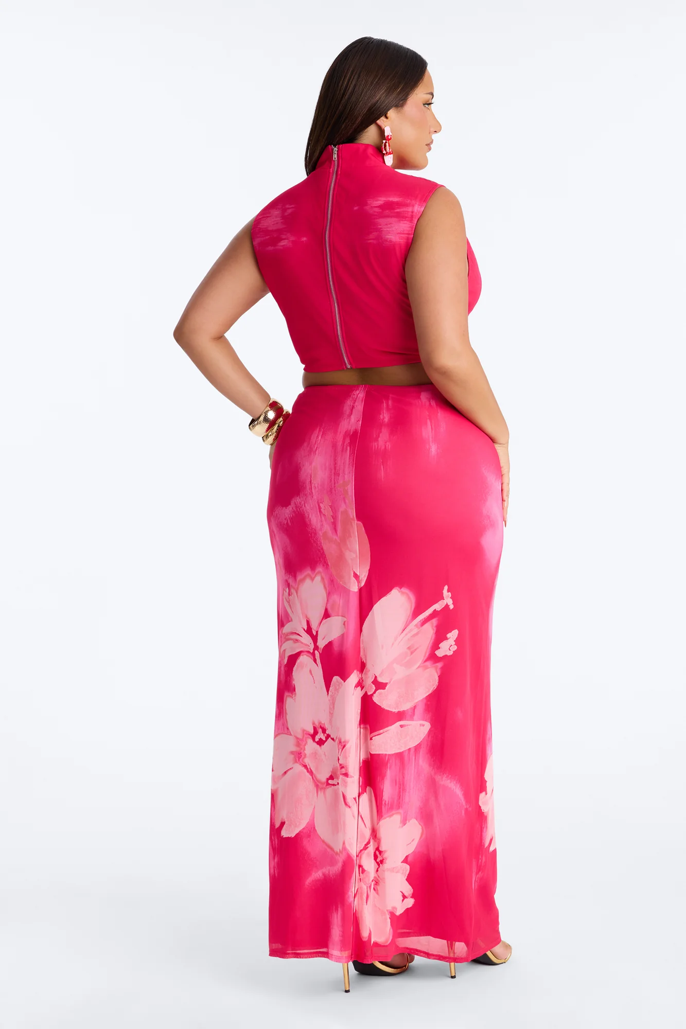 Bloom For You Mesh Skirt Set - Hot Pink - Image 6