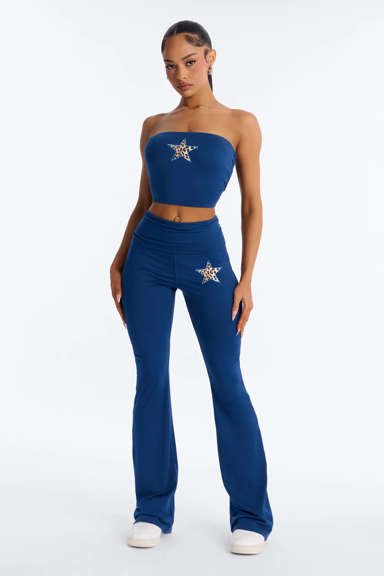 Blooming Love Tube Top Pant Set - Navy