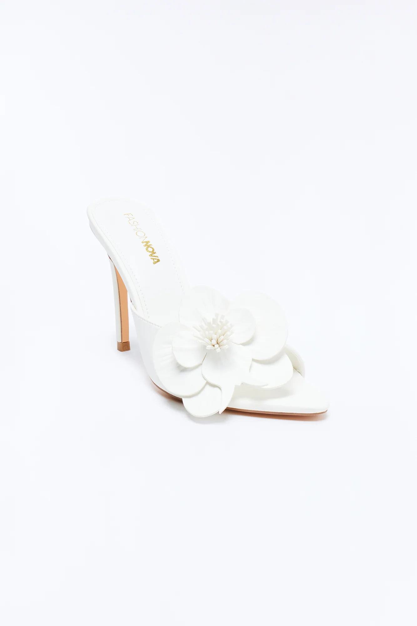 Bloomy Flower Stiletto Heels - White