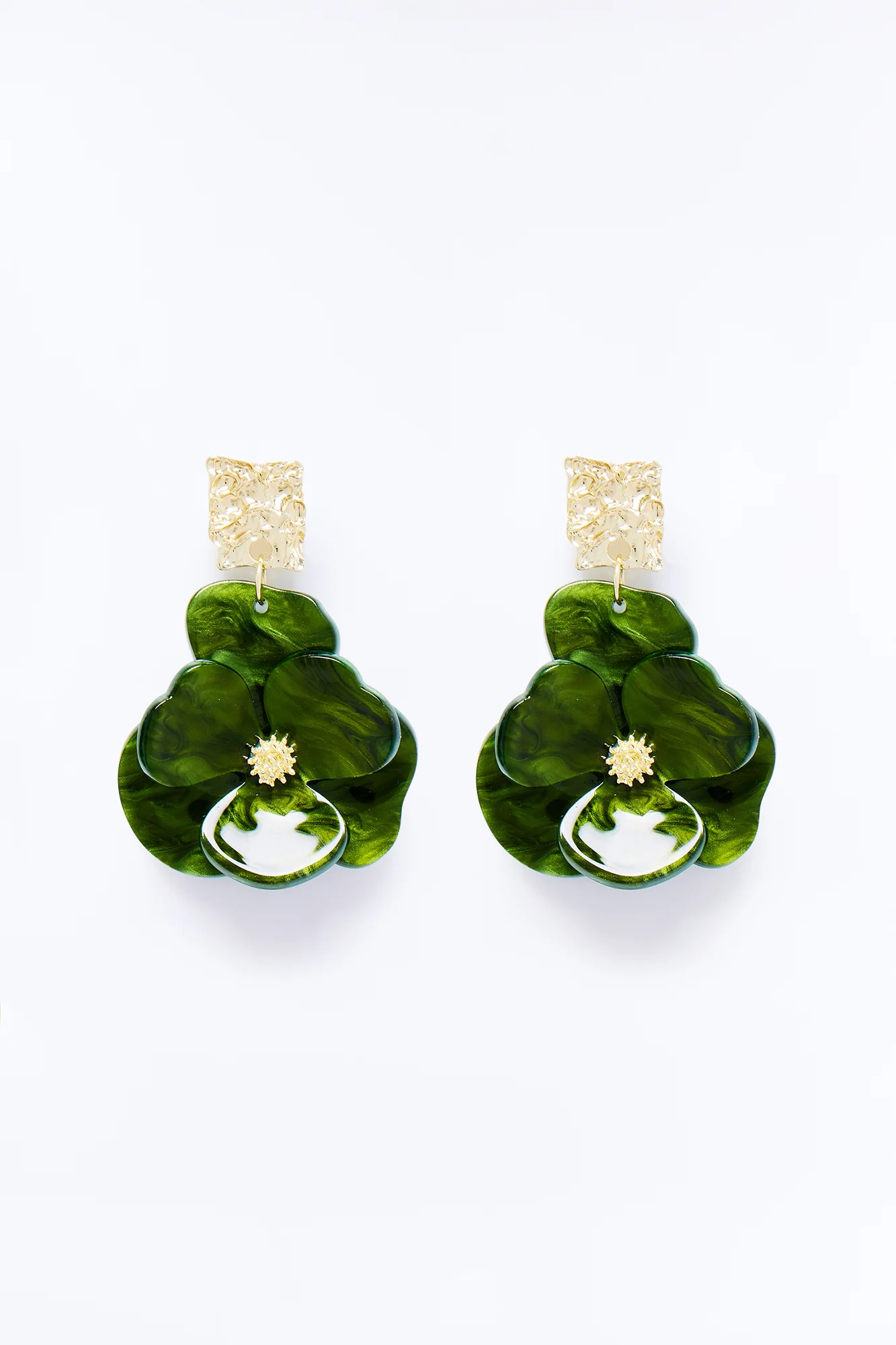 Blossom Belle Drop Earrings - Gold/Green - Image 3